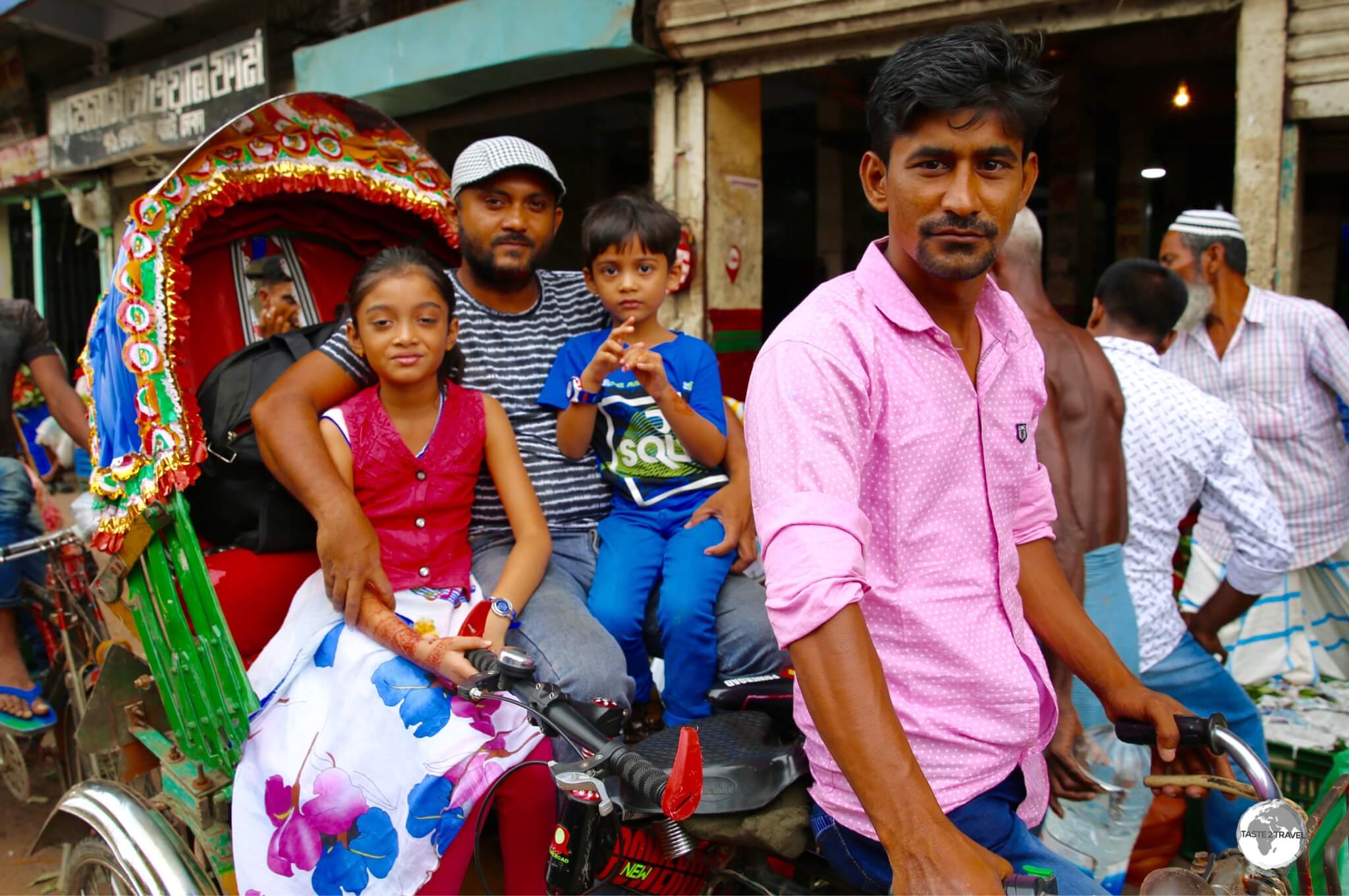 Despite looking like a relaxed scene, this photo was taken on a busy road which was jammed with cycle rickshaws. 