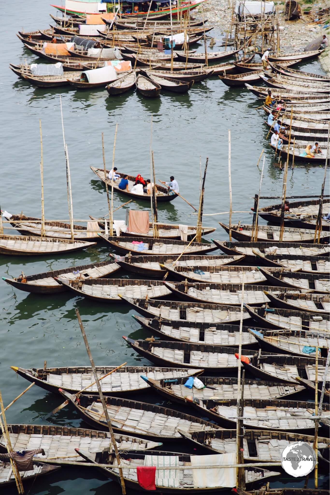 Wooden ferries on the Buriganga River provide inexpensive, cross-river travel.