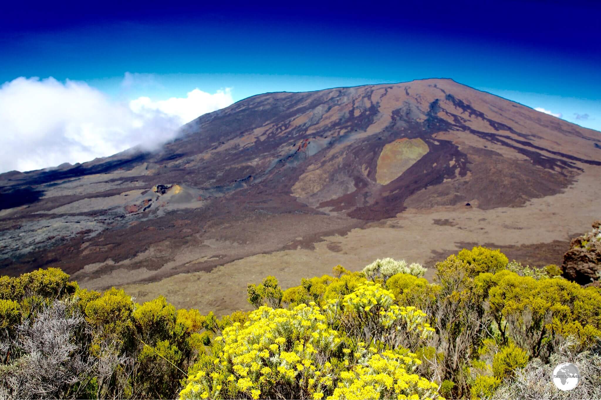 A view of the Piton de la Fournaise, one of the world's most active volcano's which erupted one month before my visit.