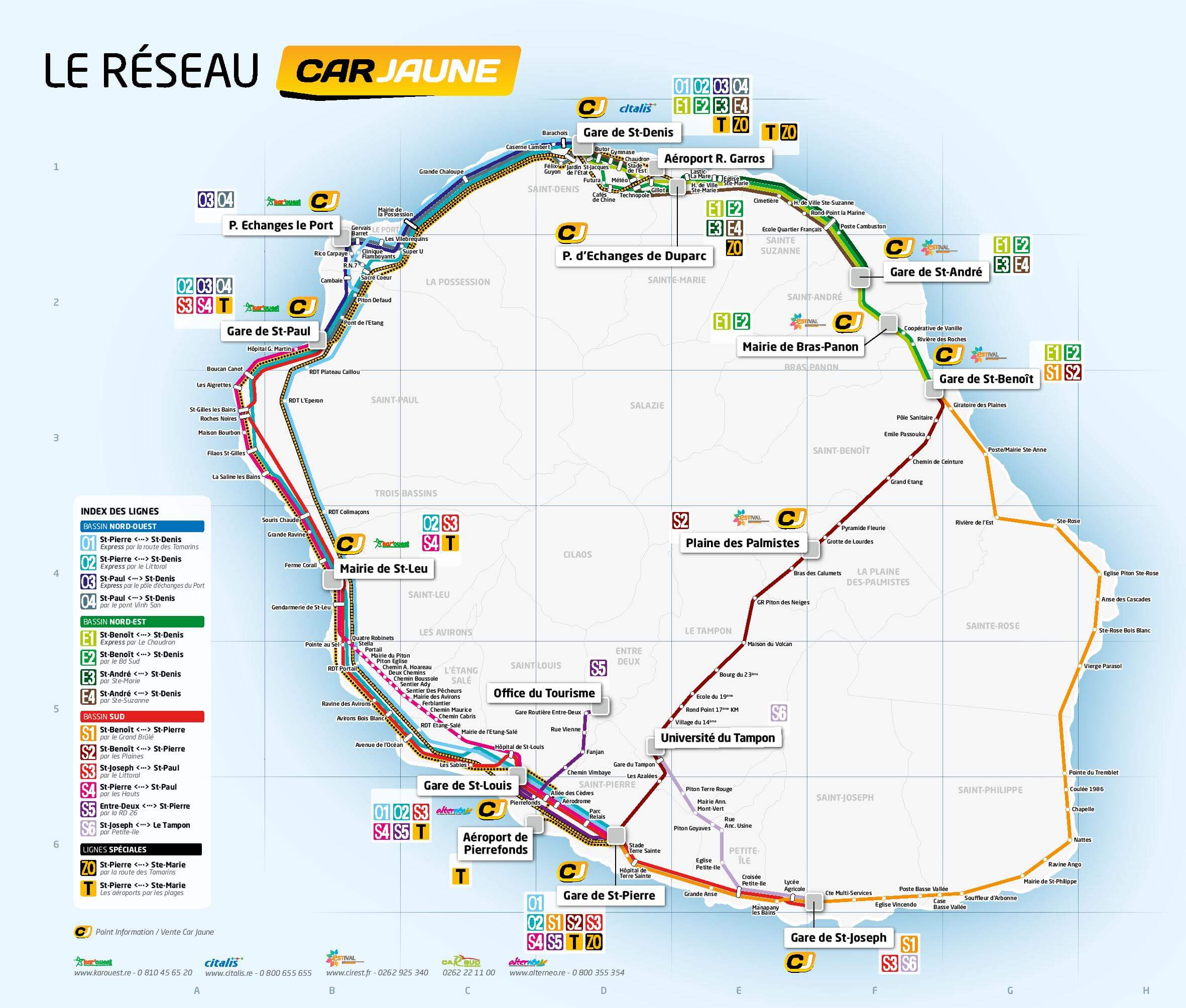 The national bus company, <i>Car Jaune</i>, provides access to all parts of the island.