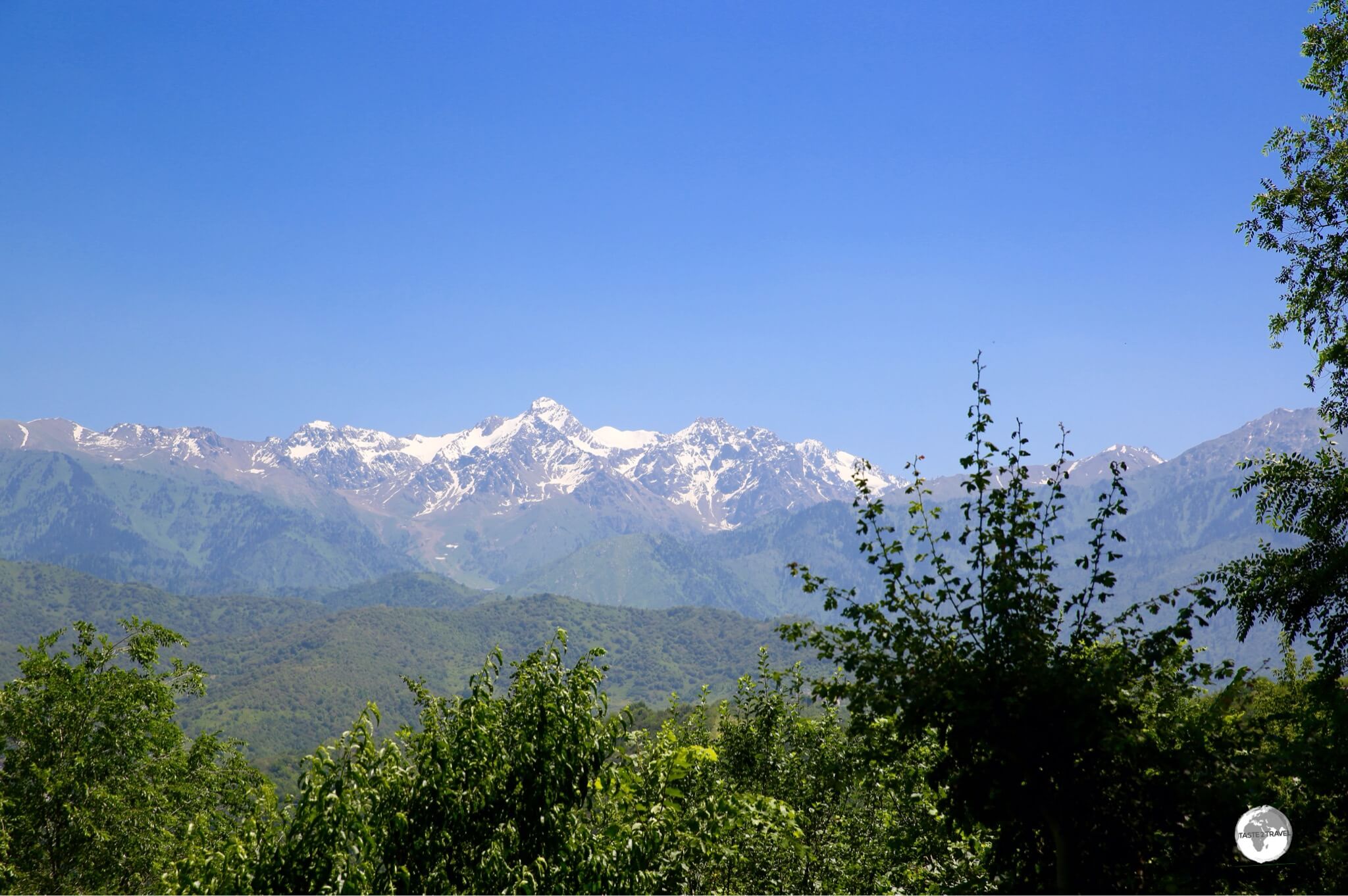 A view of the Tian Shan mountains from Almaty.