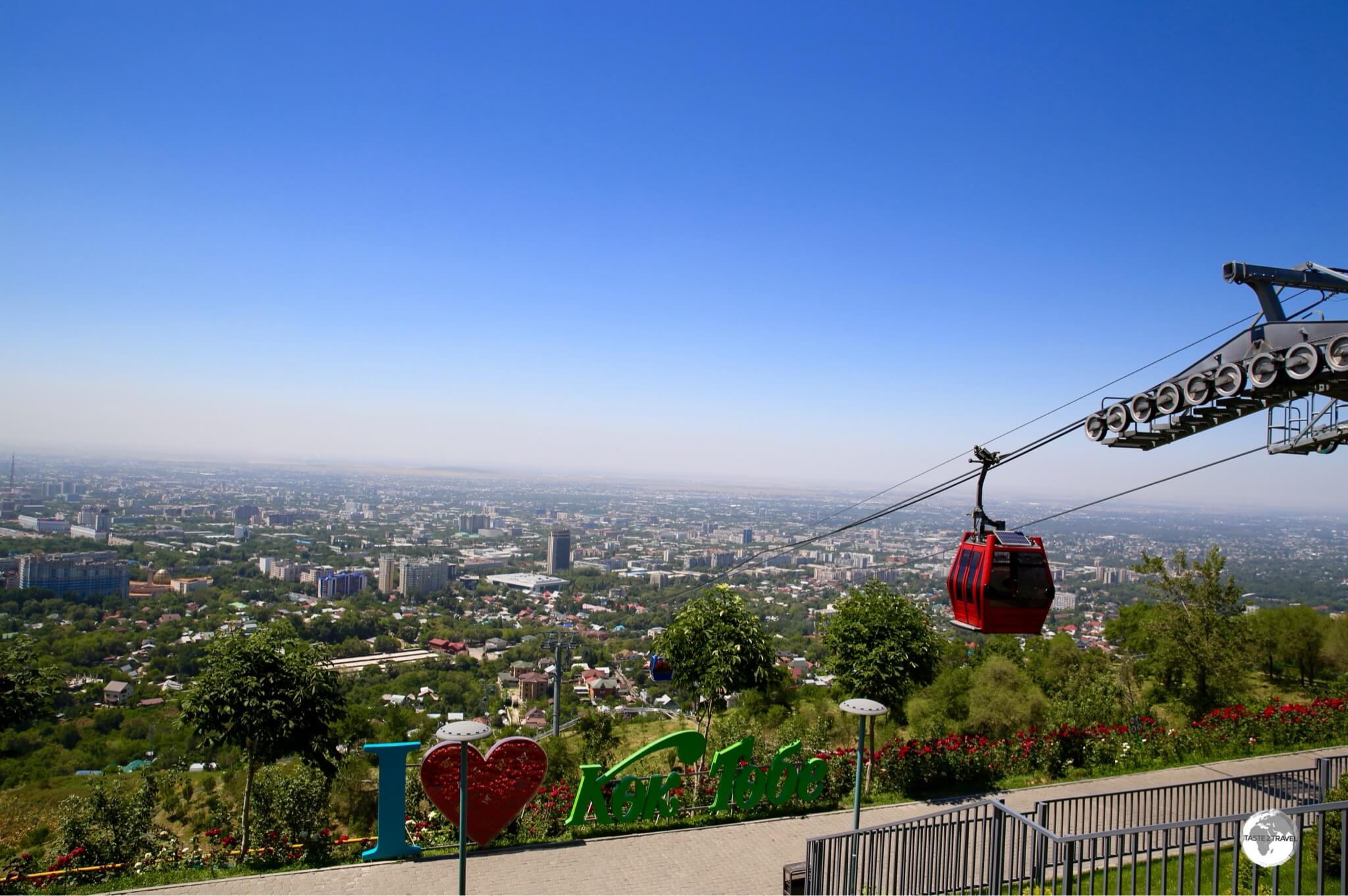 Panoramic views of Almaty from the Kok Tobe cable car station. 