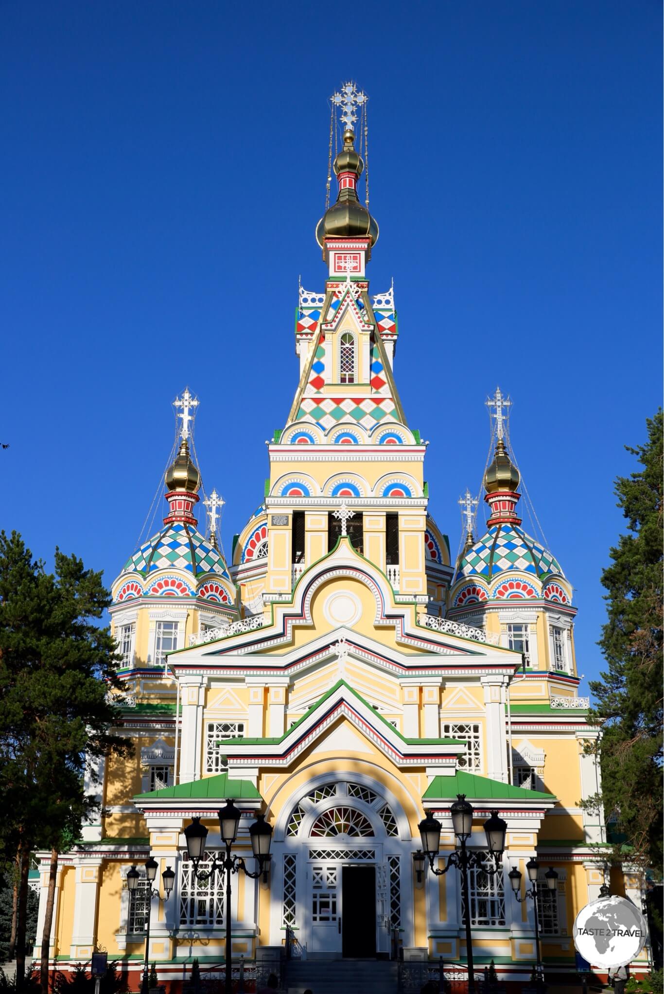 The very ornate Ascension Cathedral, which is located in the centre of Panfilov park.