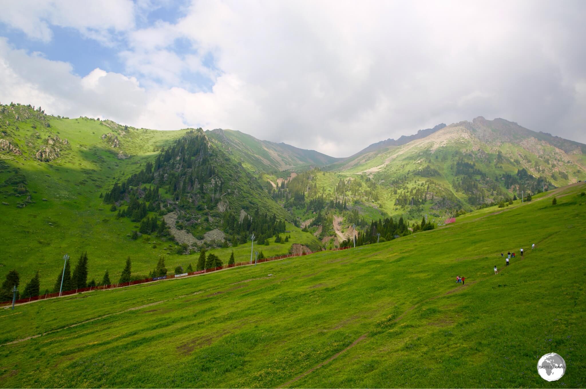 The stunning alpine countryside around the Shymbulak resort makes for ideal hiking during the summer months.