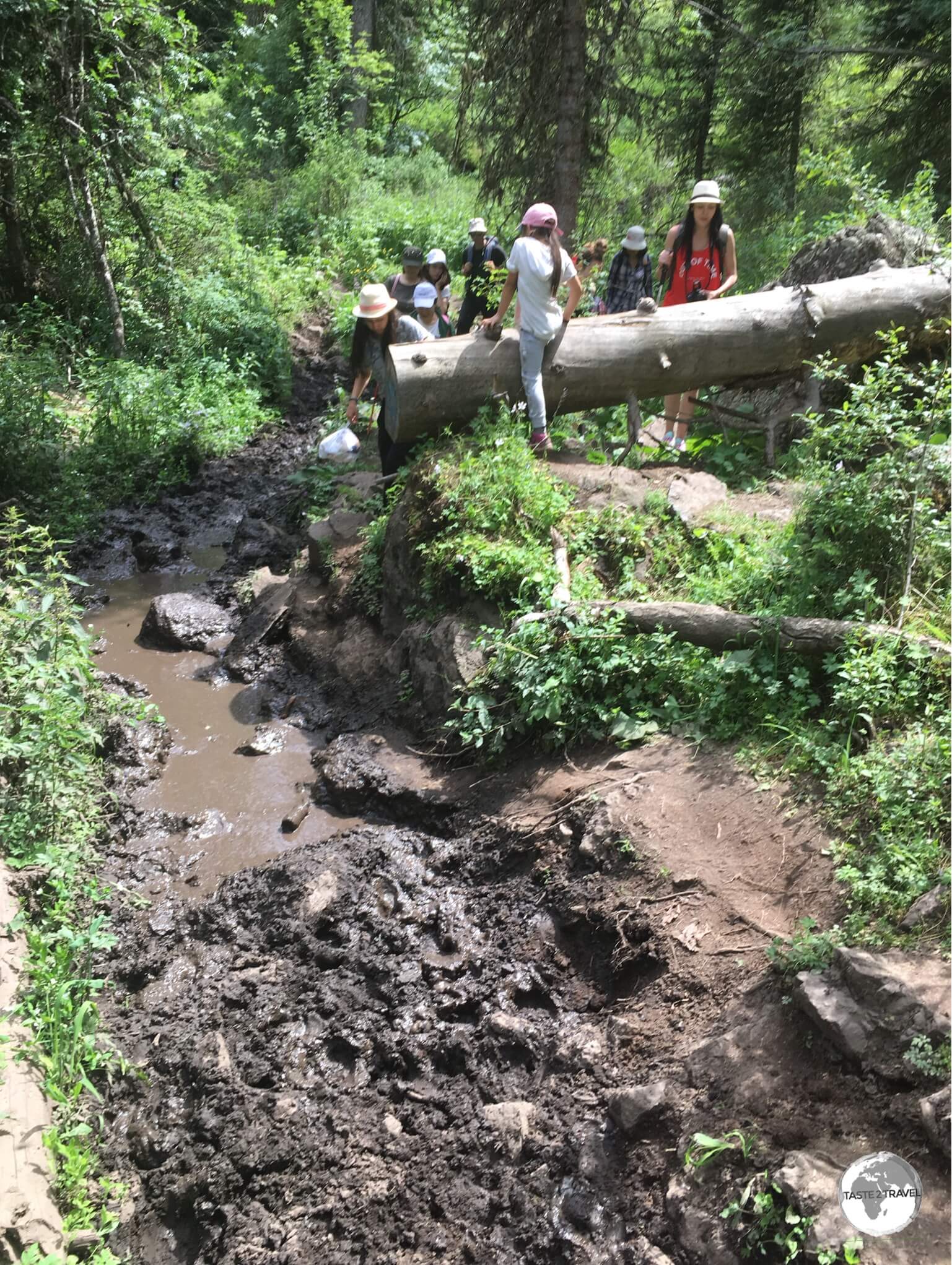 The gruelling 20-km return hike from the 1st to the 2nd Kolsai lake is a regular obstacle course! 