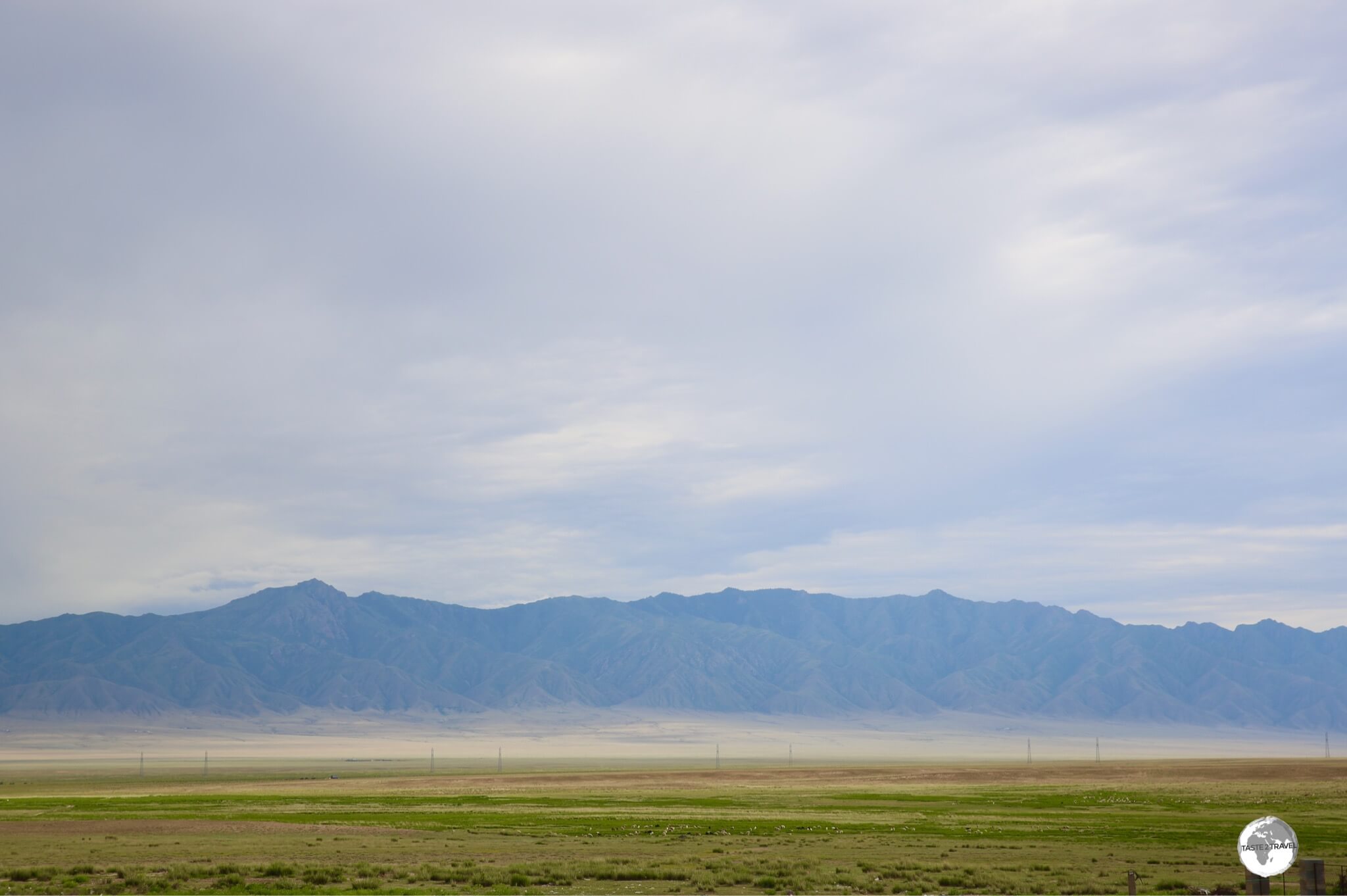 Wide open plains meet the towering Tien Shan mountains near Almaty.