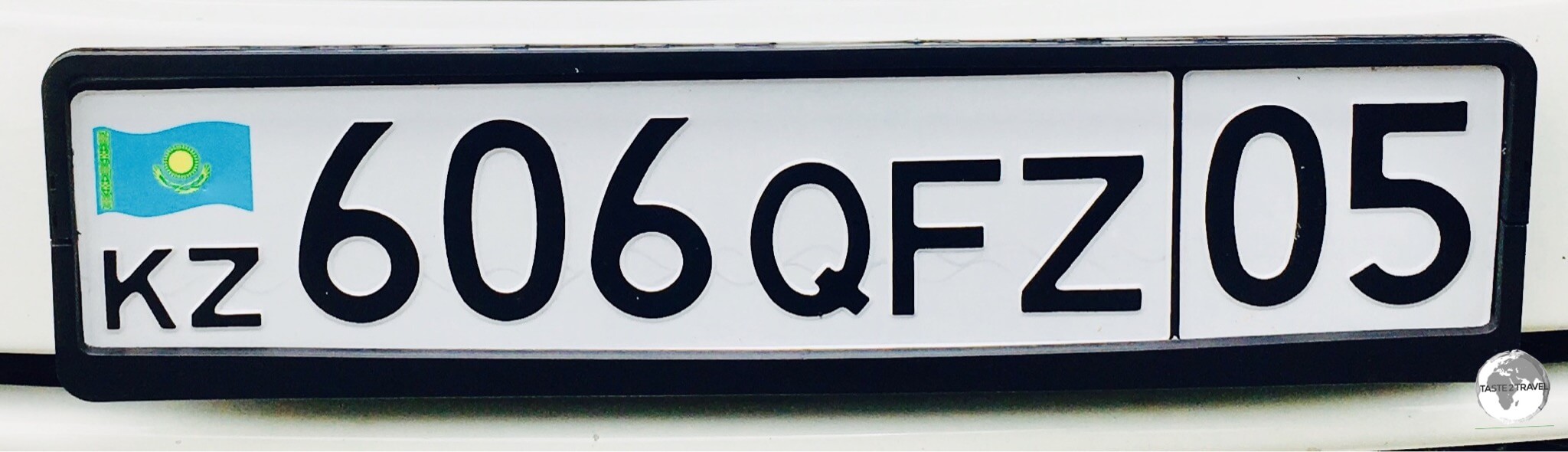 A Kazakhstan license plate.