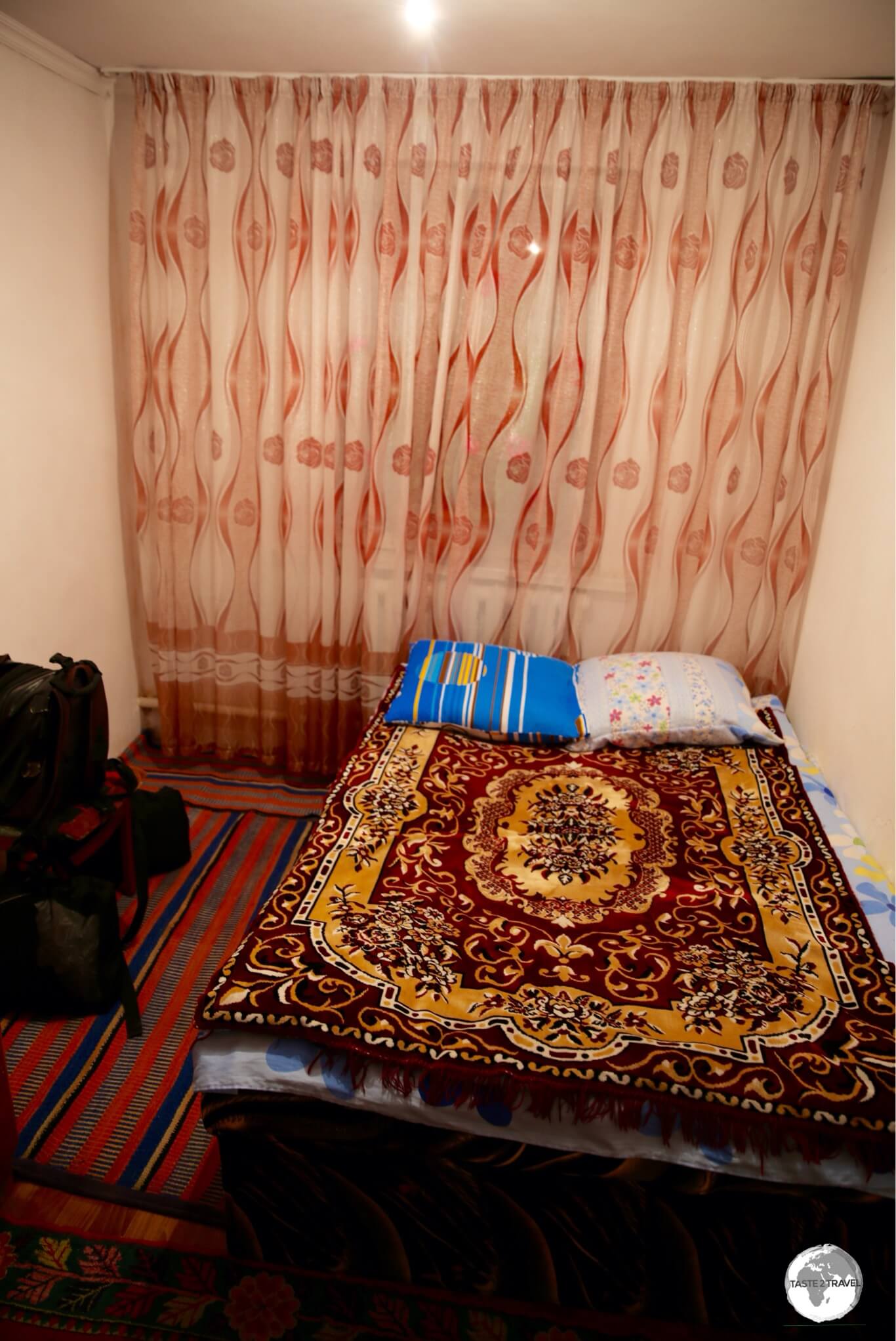 My cosy room in the family home stay in the village of Karabulak.