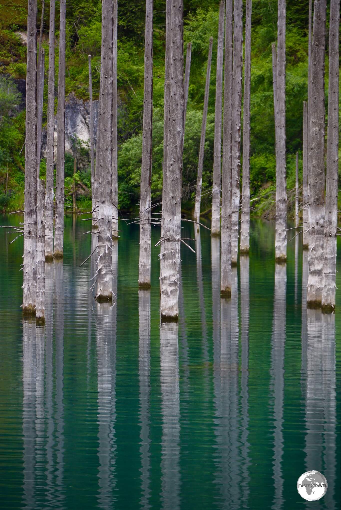 The very surreal and peaceful Lake Kaindy. 