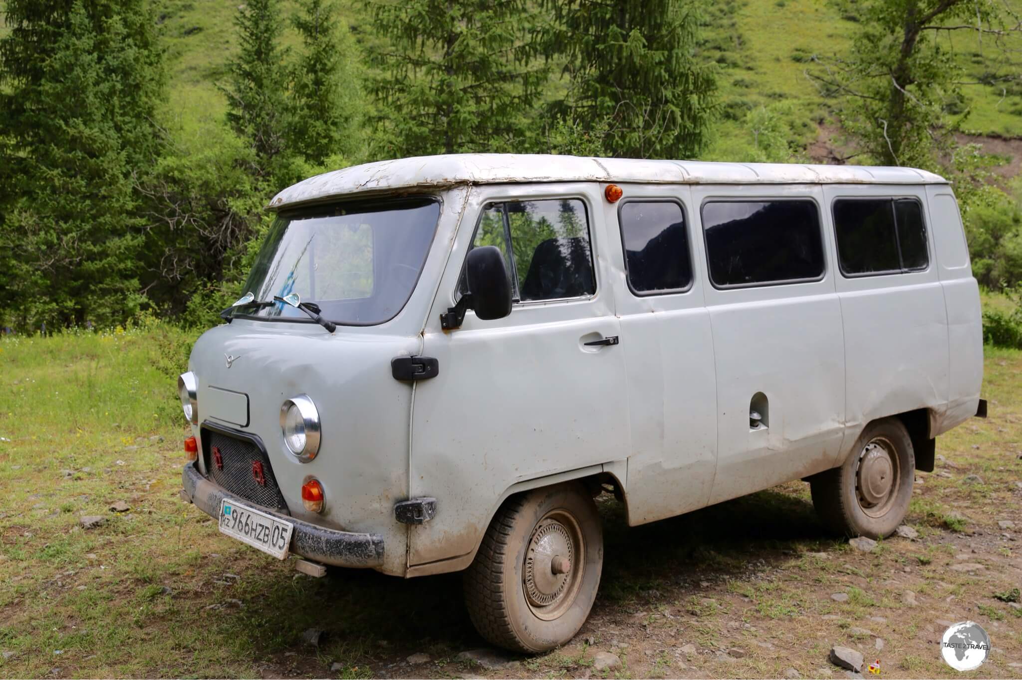 Our Russian-made UAZ 4WD was as comfortable as a tank but delivered us, relatively unscathed, to Lake Kaindy. 