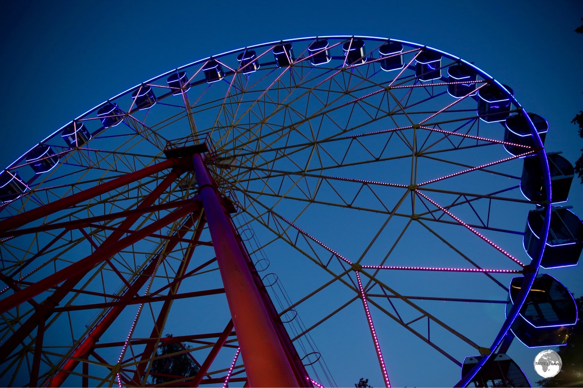 The Ferris wheel is one of many affordable amusements at Panfilov park in downtown Bishkek. 