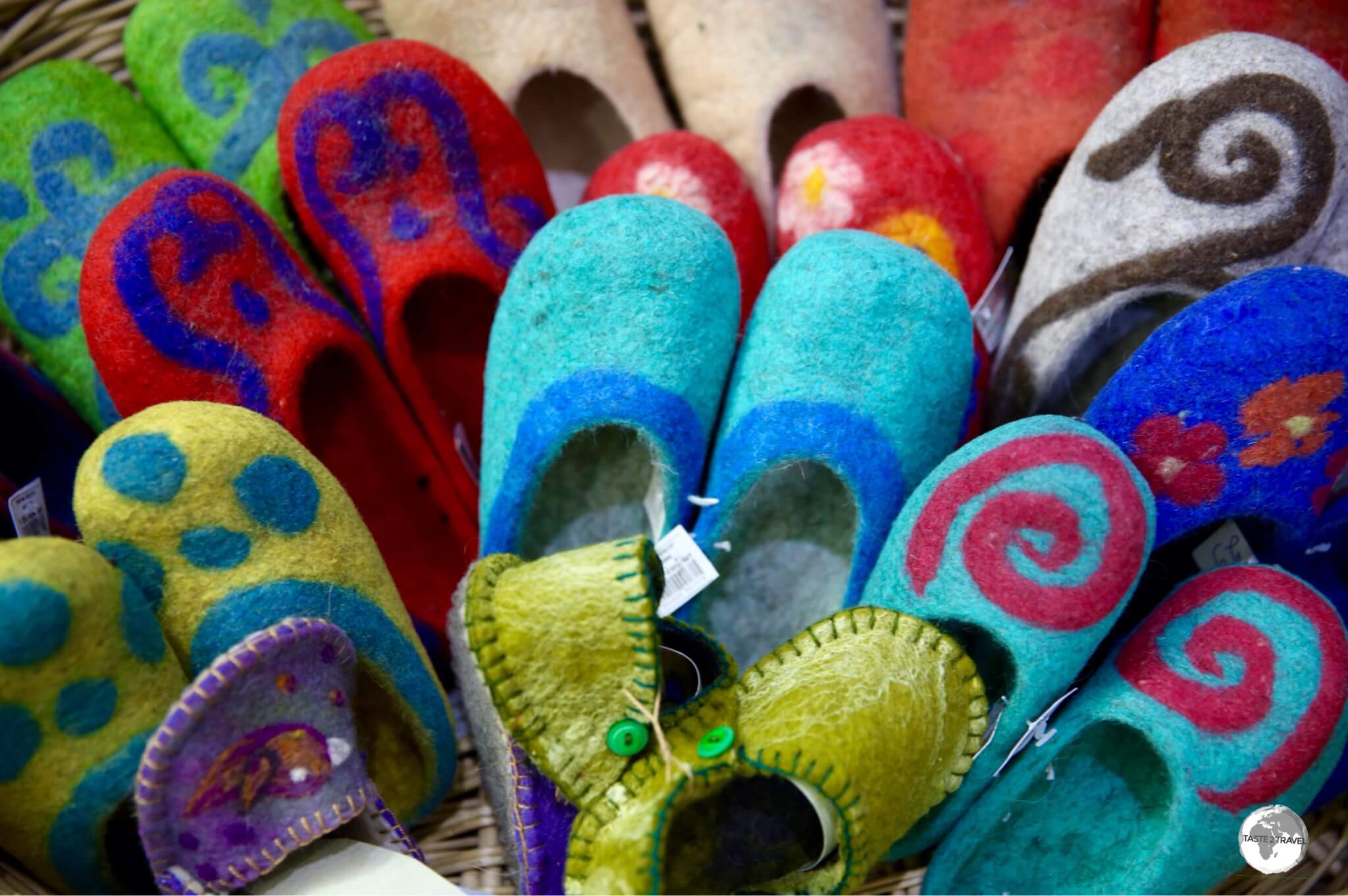 The colourful felt slippers from the Saima in Bishkek are an ideal (and practical) souvenir.