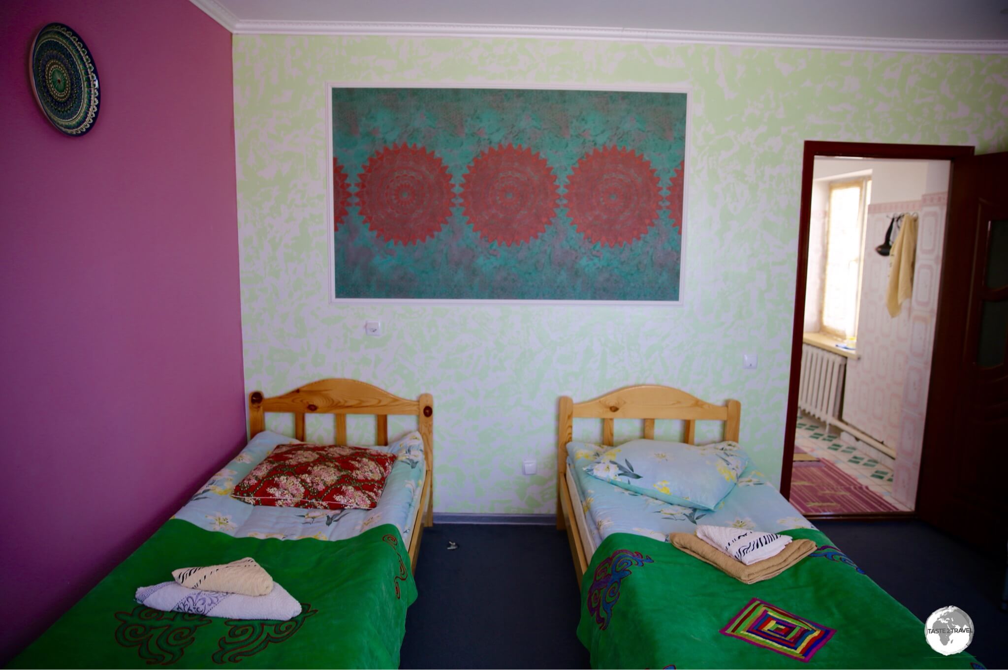 My room at the <i>Emily Guest House</i> in Bokonbayevo, a typical Kyrgyz home-stay style room.