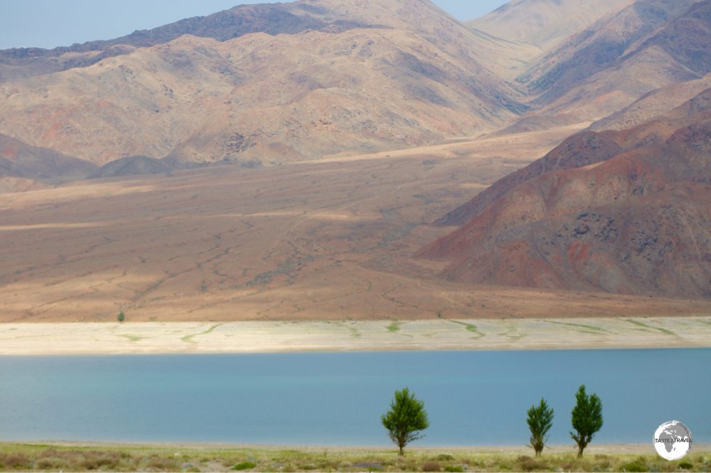 Located west of lake Issyk-Kul, the landscape surrounding Orto Tokoy reservoir is spectacular.