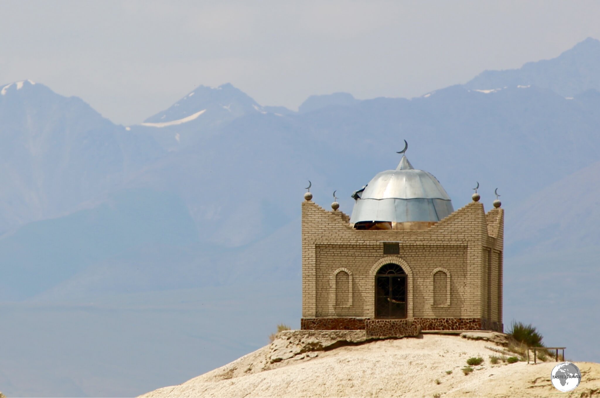 A hilltop Islamic Tomb outside of Kochkor. 