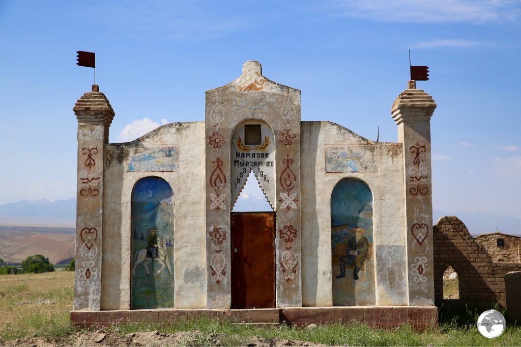 An ornate Islamic Tomb on the road to lake Son-Kul.