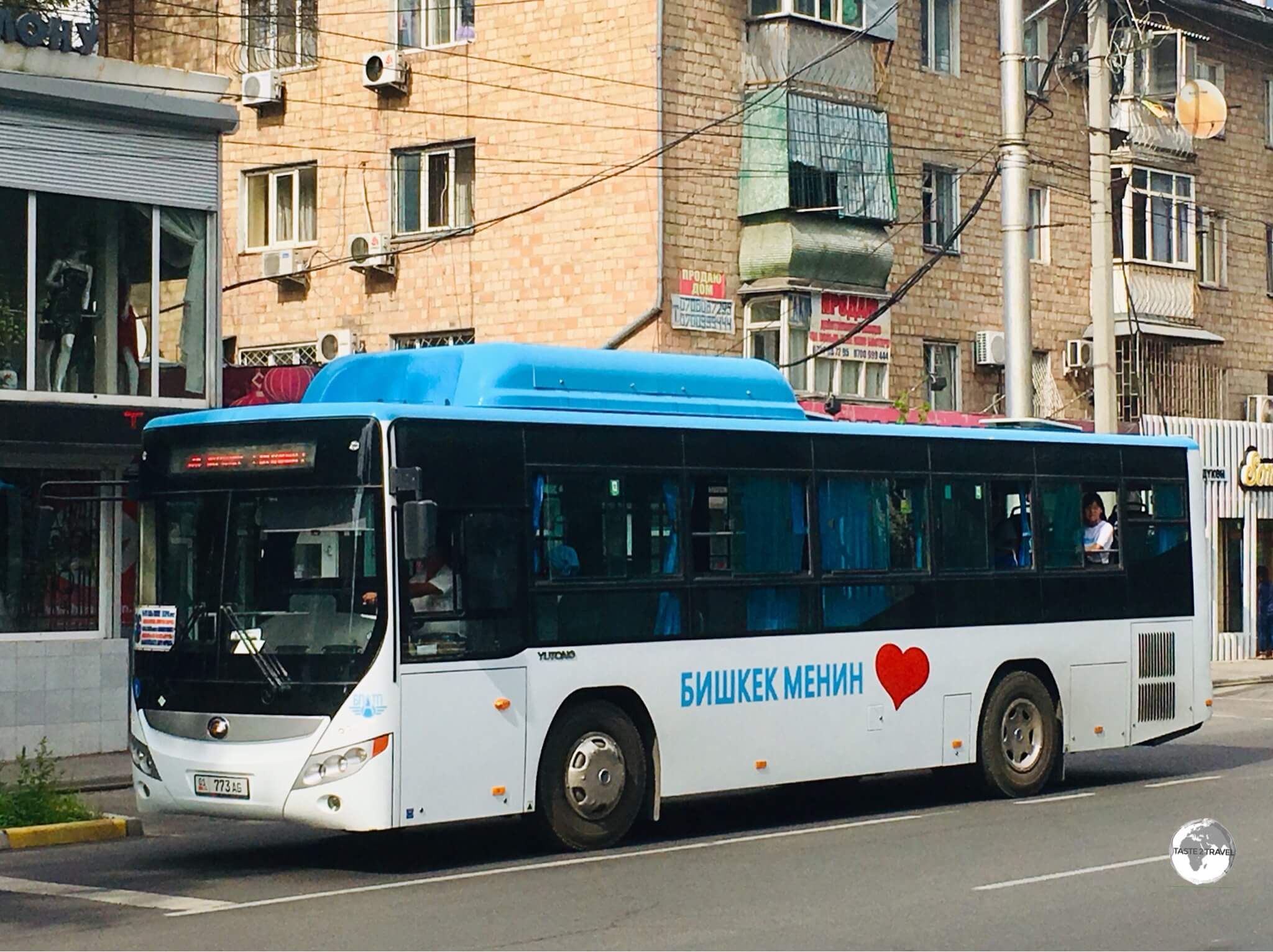 A bus in downtown Bishkek. 