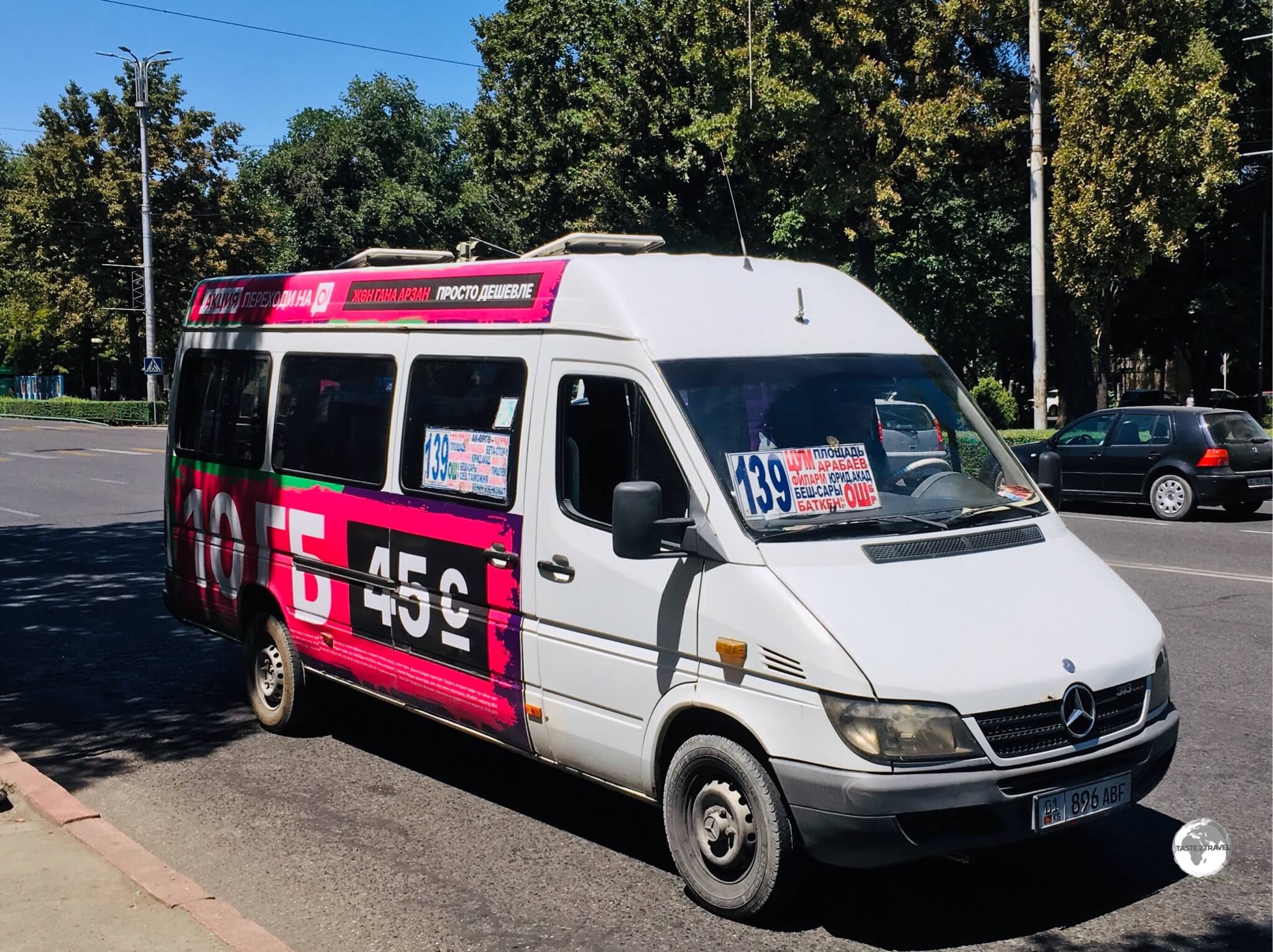 <i>Marshrutkas</i> are a popular form of transport throughout Central Asia.