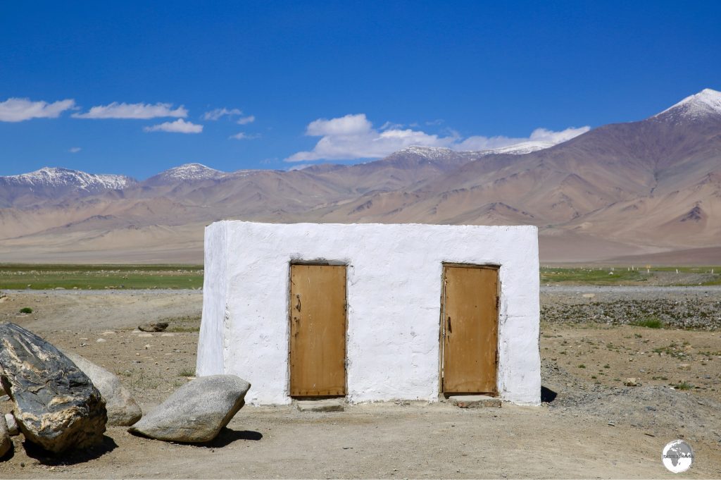 The open-air, “pit” toilet at Homestay Aigerim.