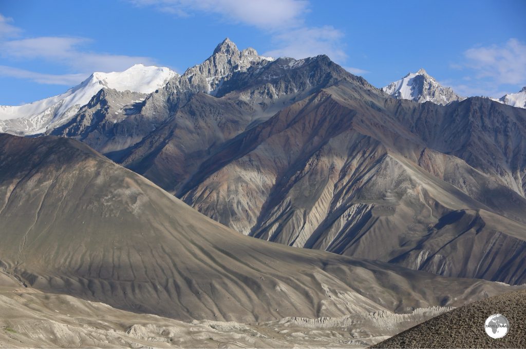 A view, from Tajikistan, of the soaring peaks of the Hindu Kush mountain range in neighbouring Afghanistan.