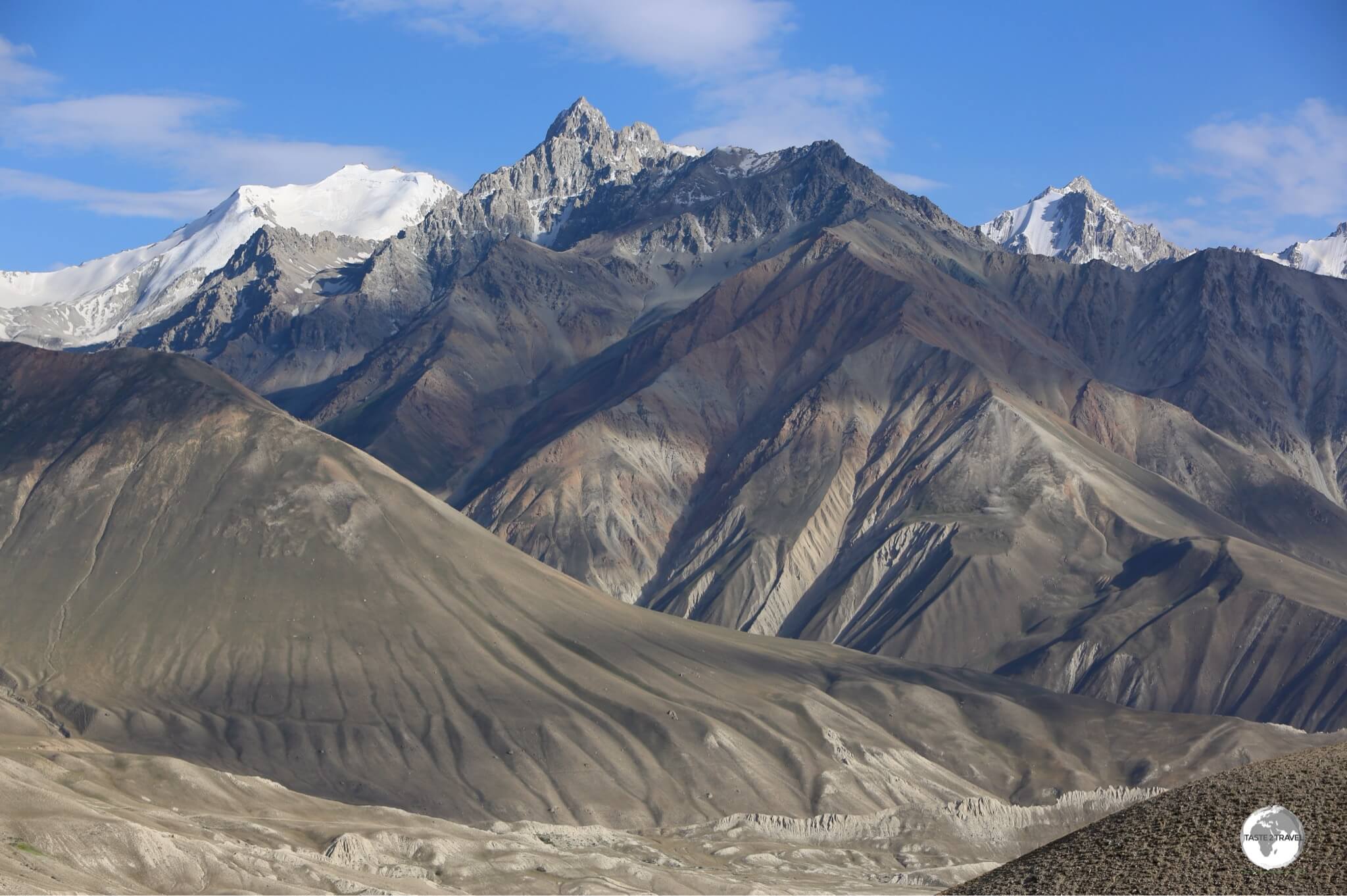 A view, from Tajikistan, of the soaring peaks of the Hindu Kush mountain range in neighbouring Afghanistan.