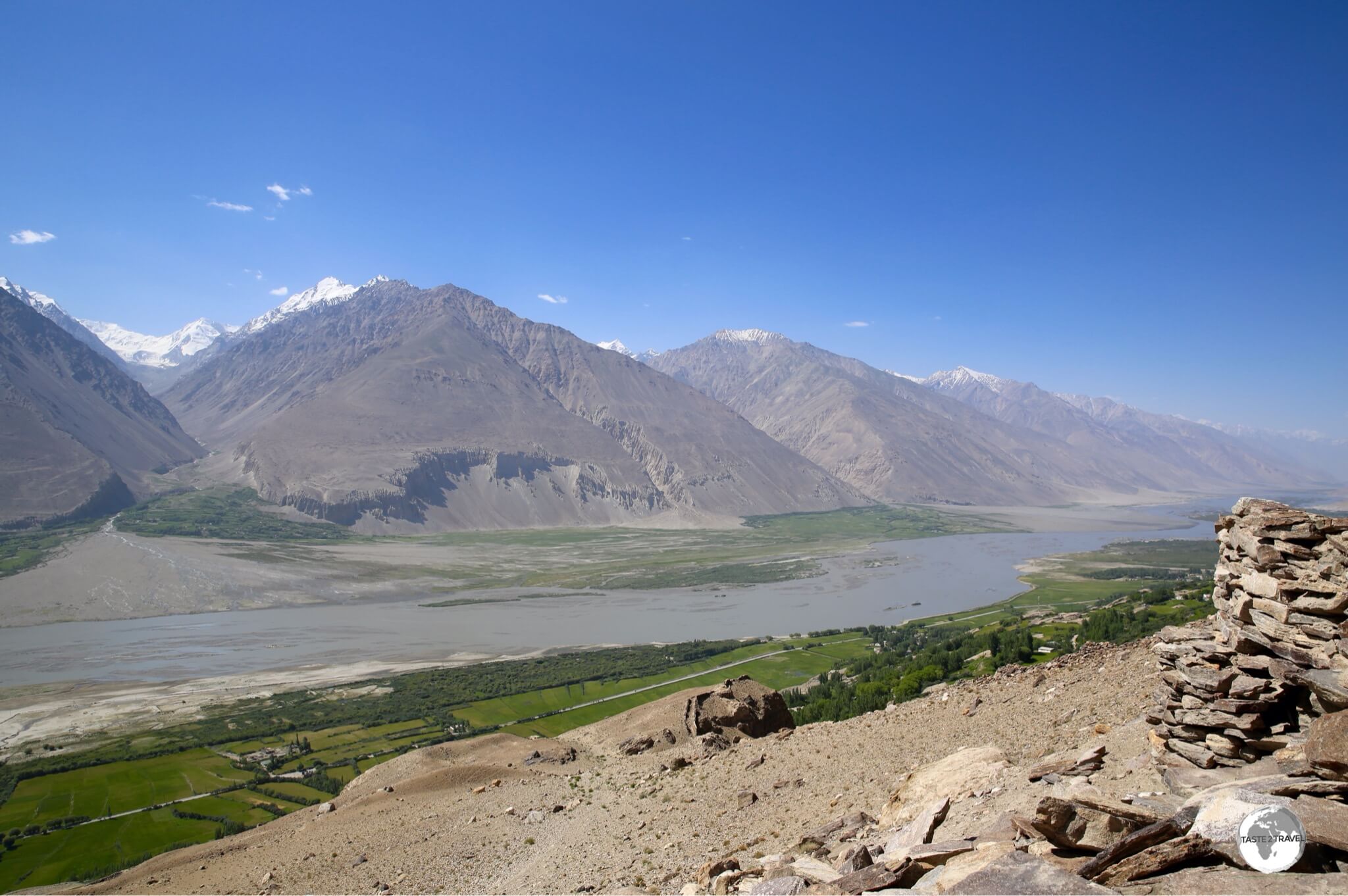 A sweeping view over the Wahkan valley from the ruins at Yamchun Fort.