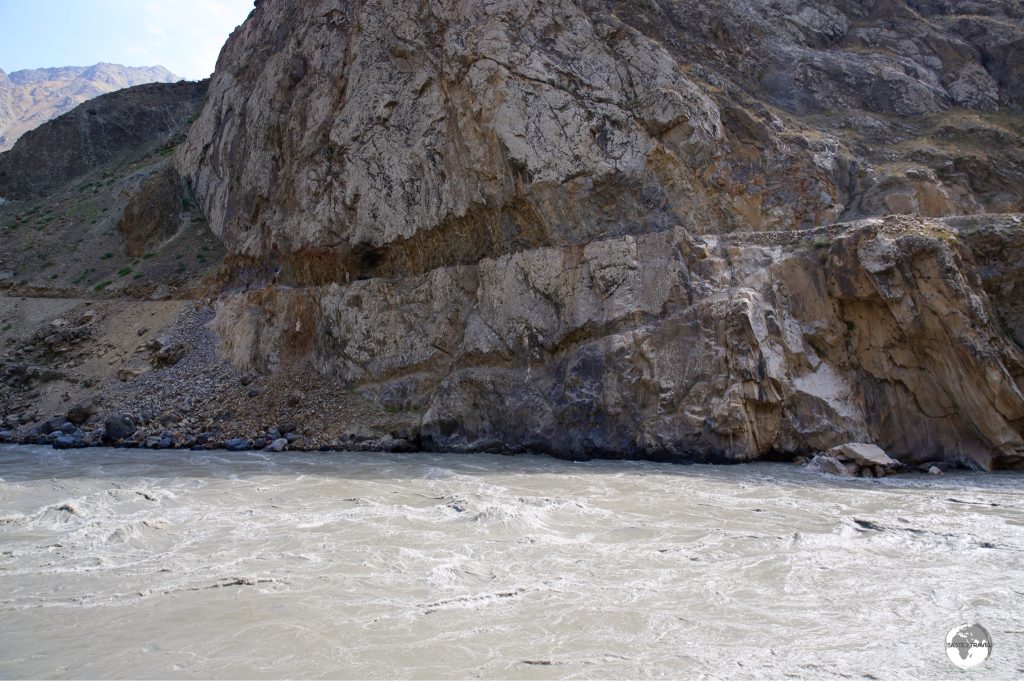 Looking across the Panj river to neighbouring Afghanistan.