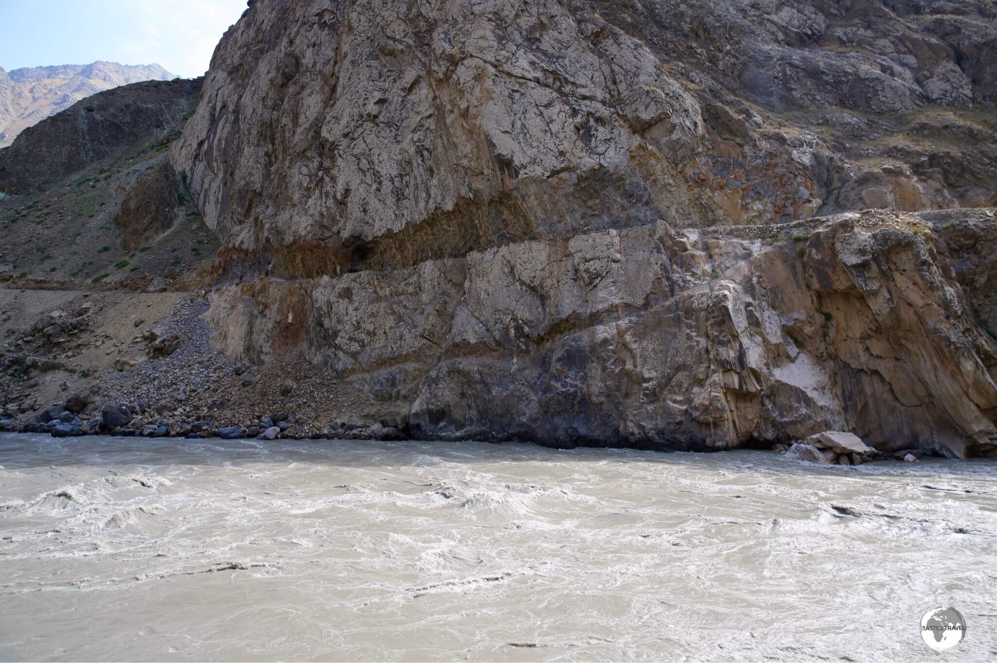 Looking across the Panj river to neighbouring Afghanistan in the Wakhan valley.