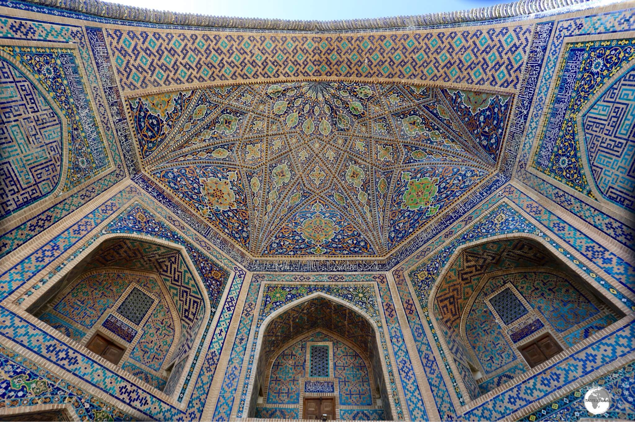 The striking entrance to the Ulugh Beg Madrasah at the Registan. 