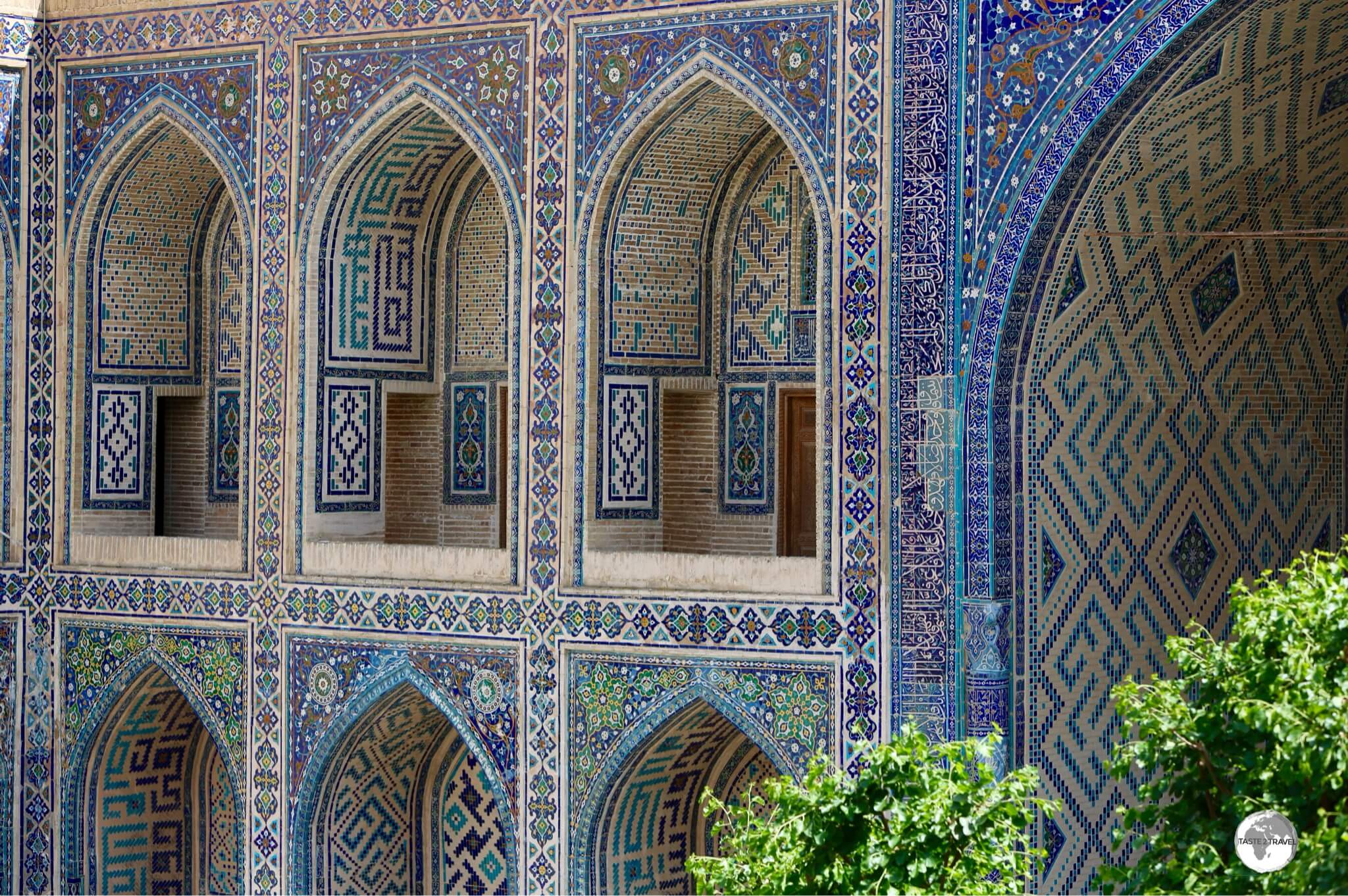 The interior courtyard of the Ulugh Beg Madrasah.