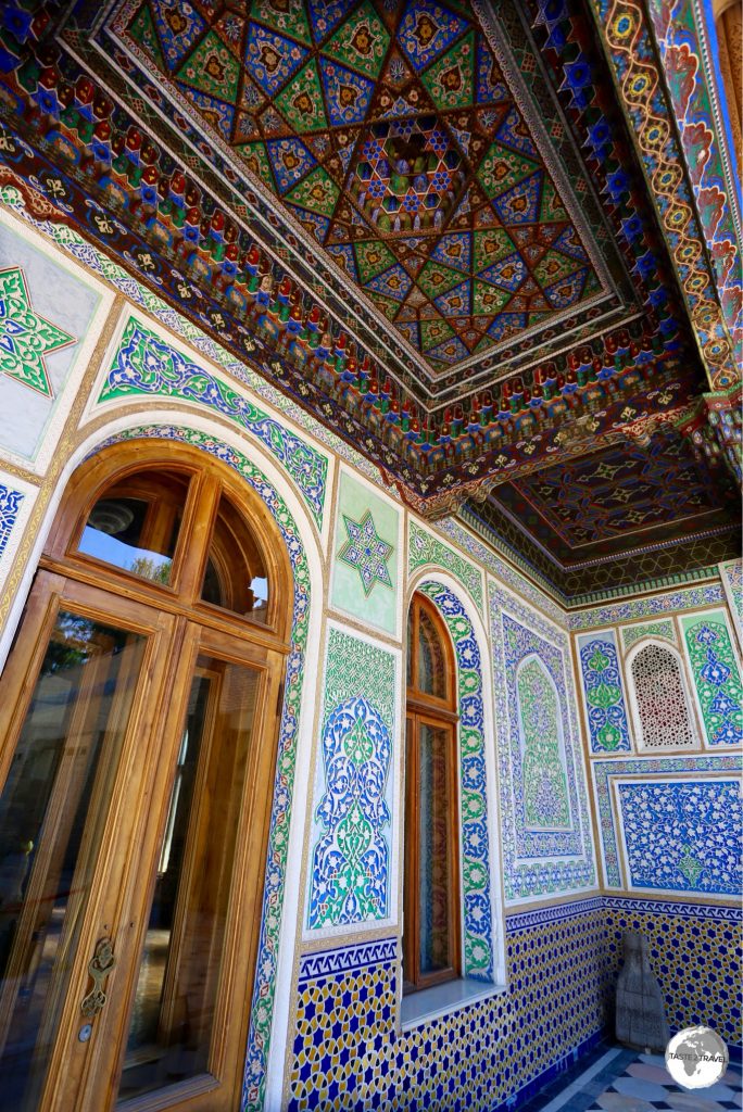 An exquisite example of ‘Ghanch’, an architectural-decorative form of artwork, at the Museum of Applied Art in Tashkent.