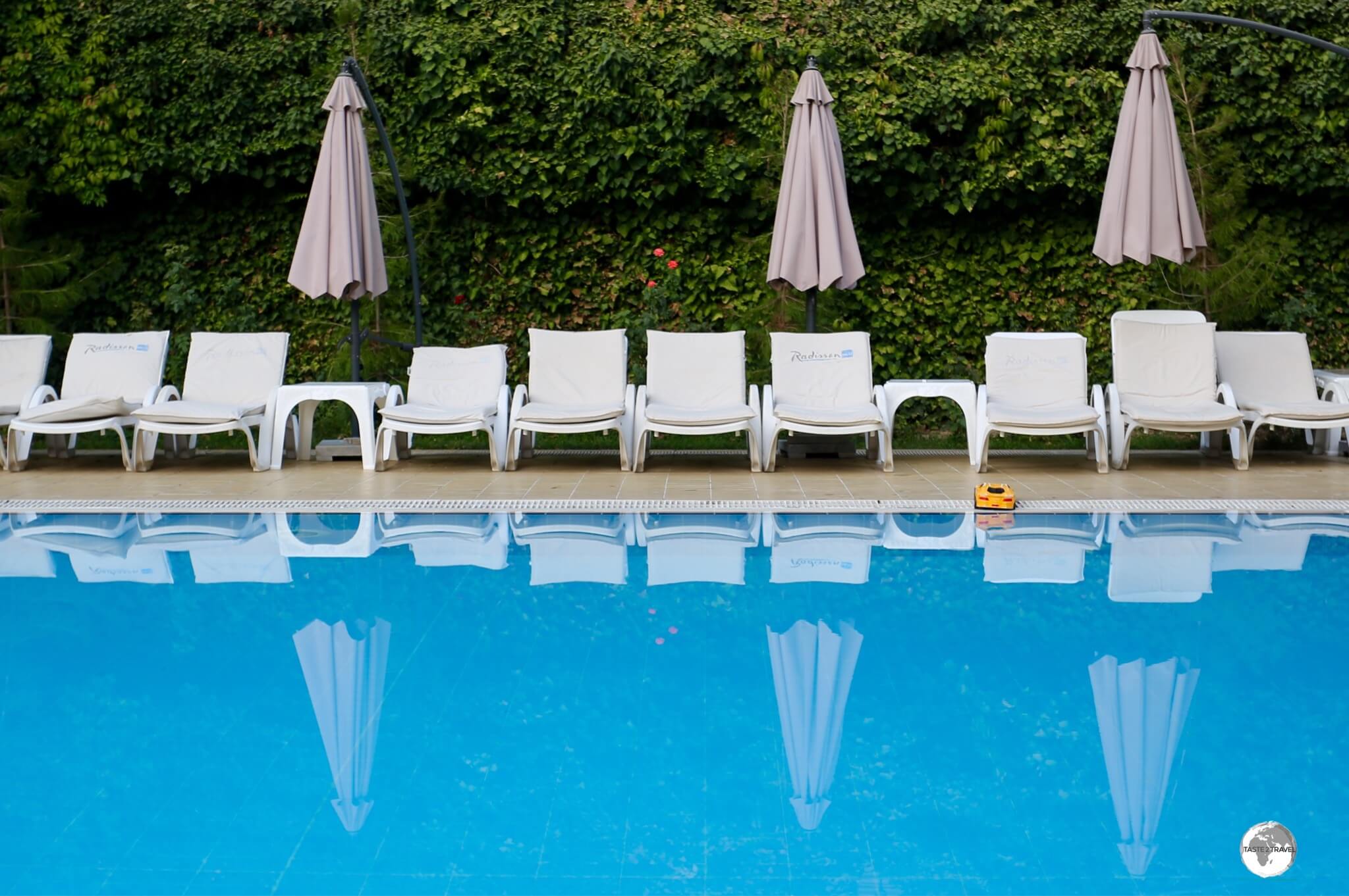 The swimming pool, at the Radisson Blu hotel in Tashkent, is the perfect place to relax after a day of exploring the capital. 