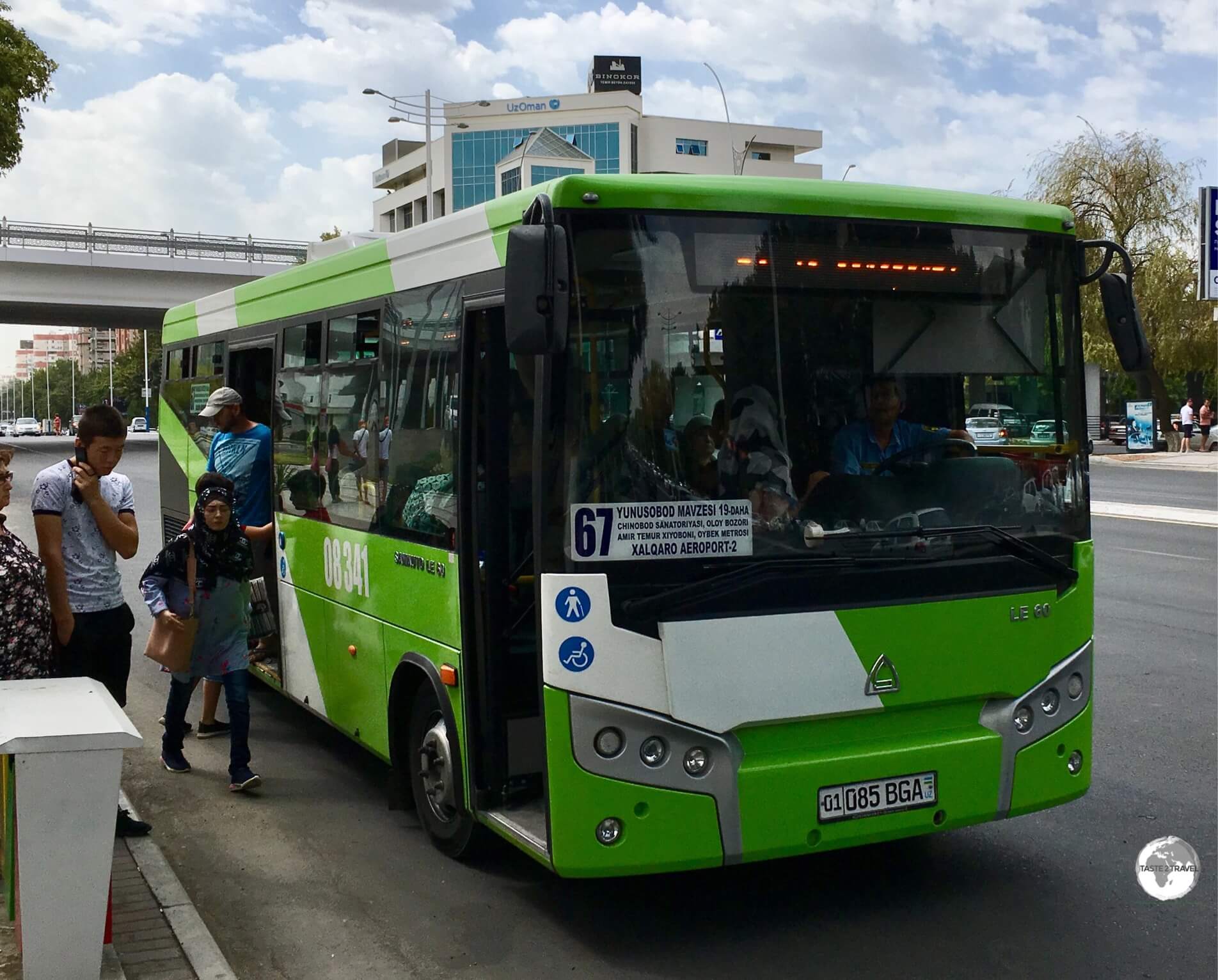 A bus in downtown Tashkent.