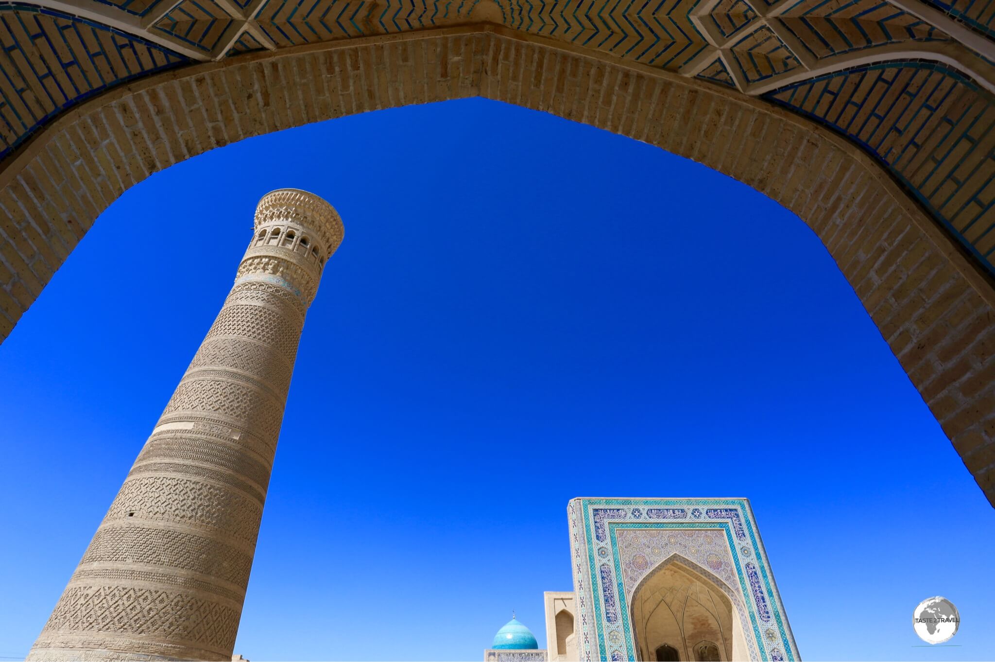 The Kalyan minaret and mosque lie at the heart of Bukhara old town.