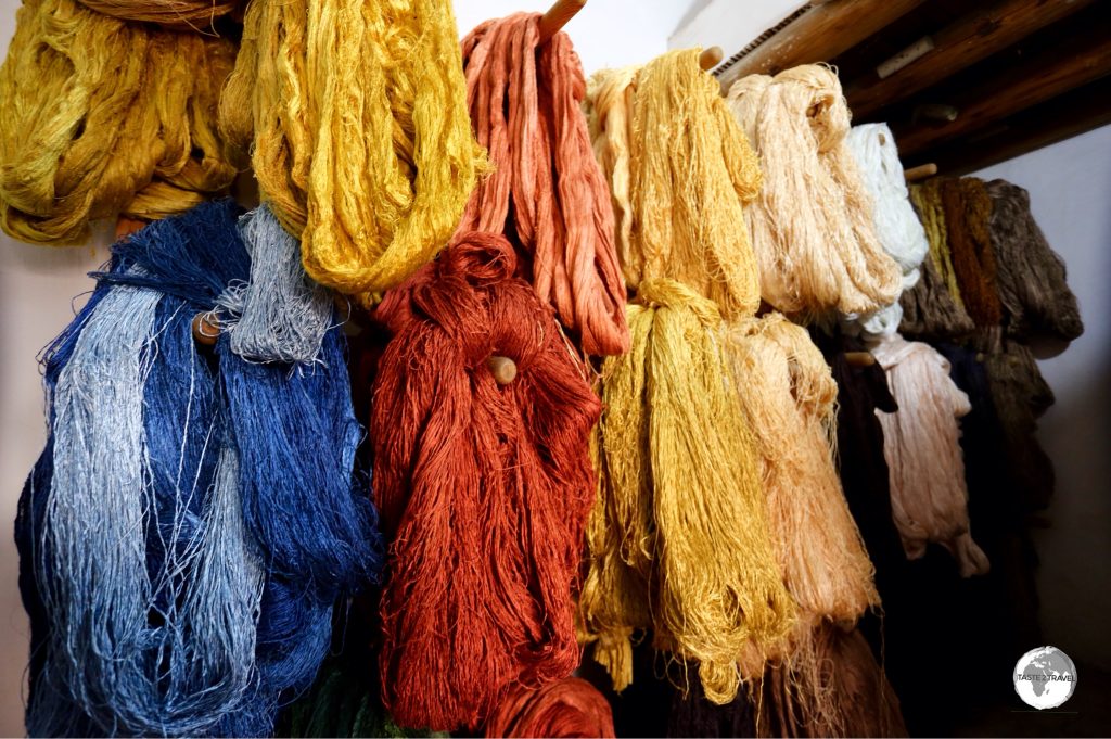 Freshly dyed wool ready to be woven into a new carpet.