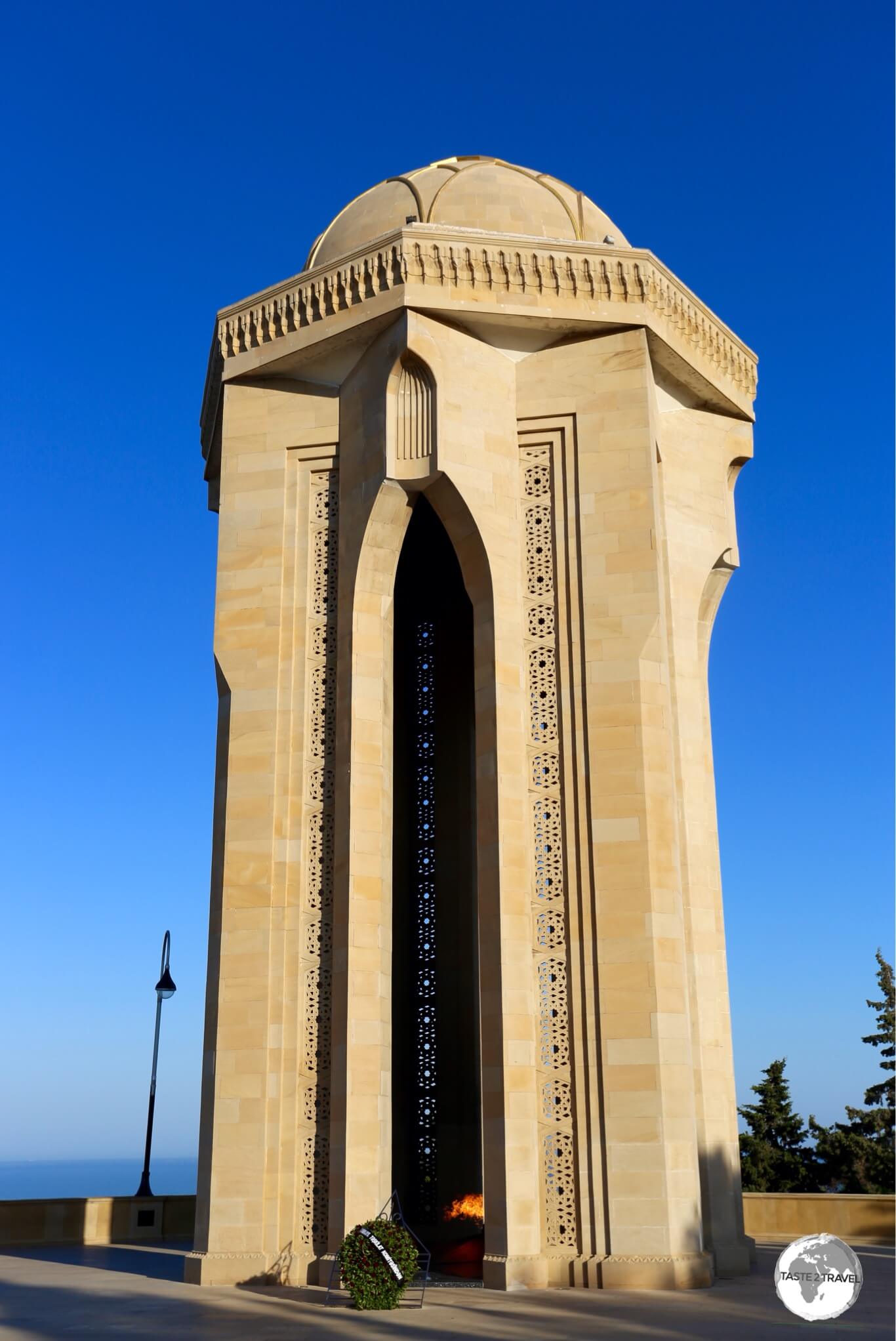 The eternal flame memorial at Highland park, Baku.