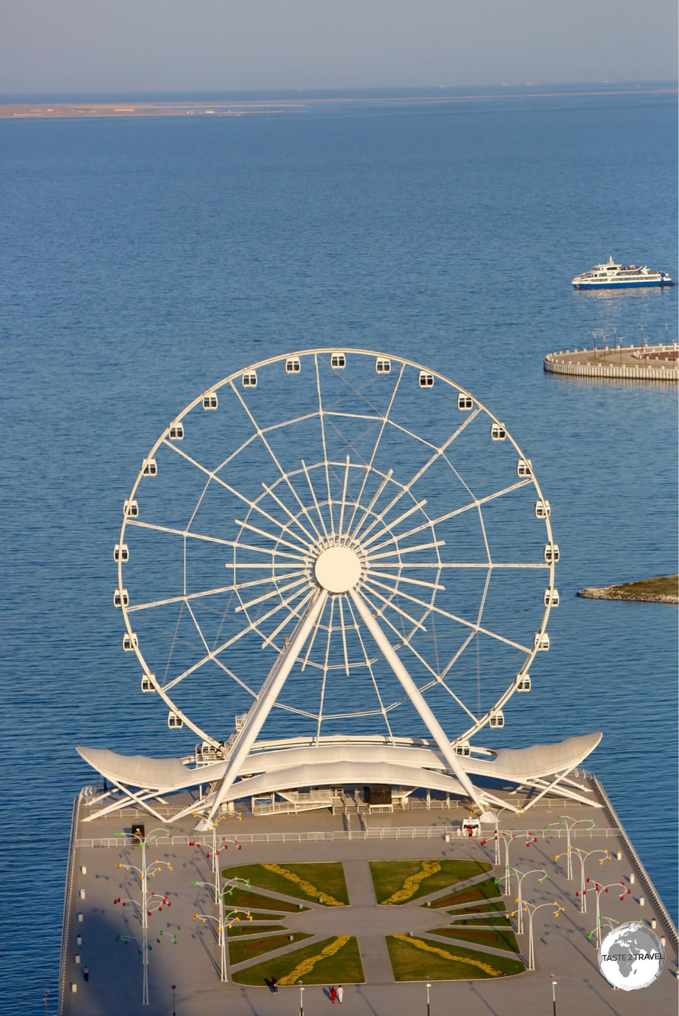 The 60-metre-tall 'Baku Eye' Ferris wheel on Baku bay.