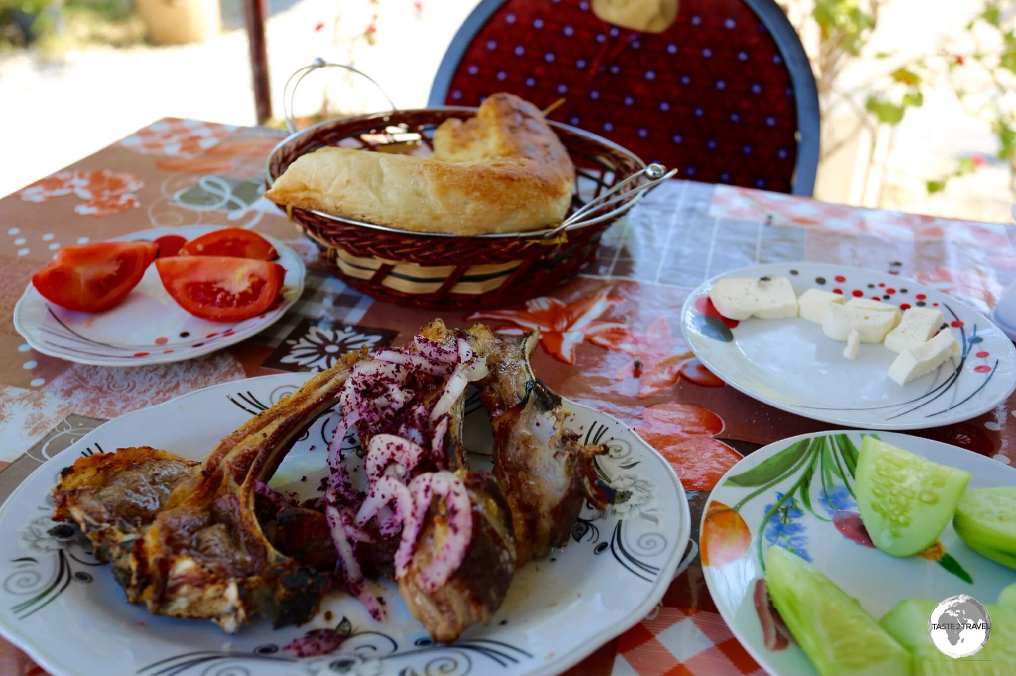 A roadside restaurant meal in Azerbaijan.