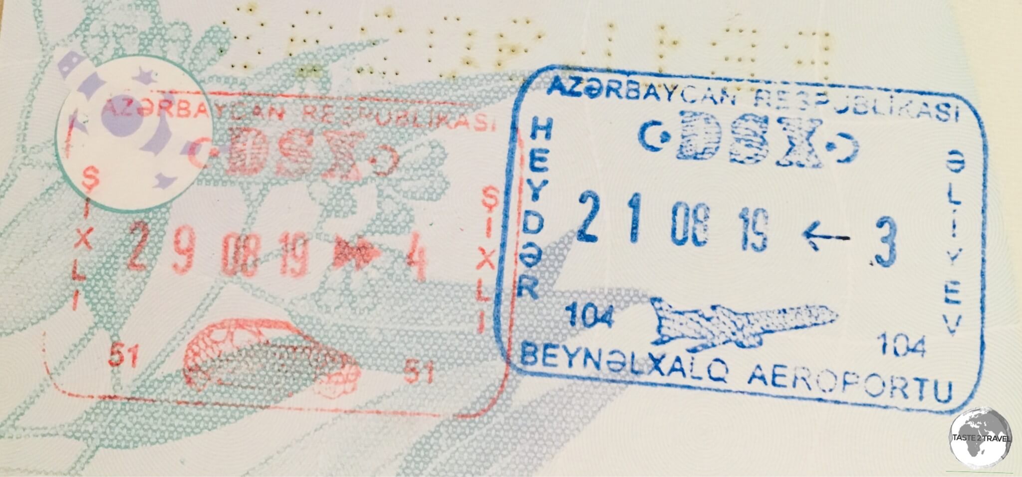 Azerbaijan passport stamps.