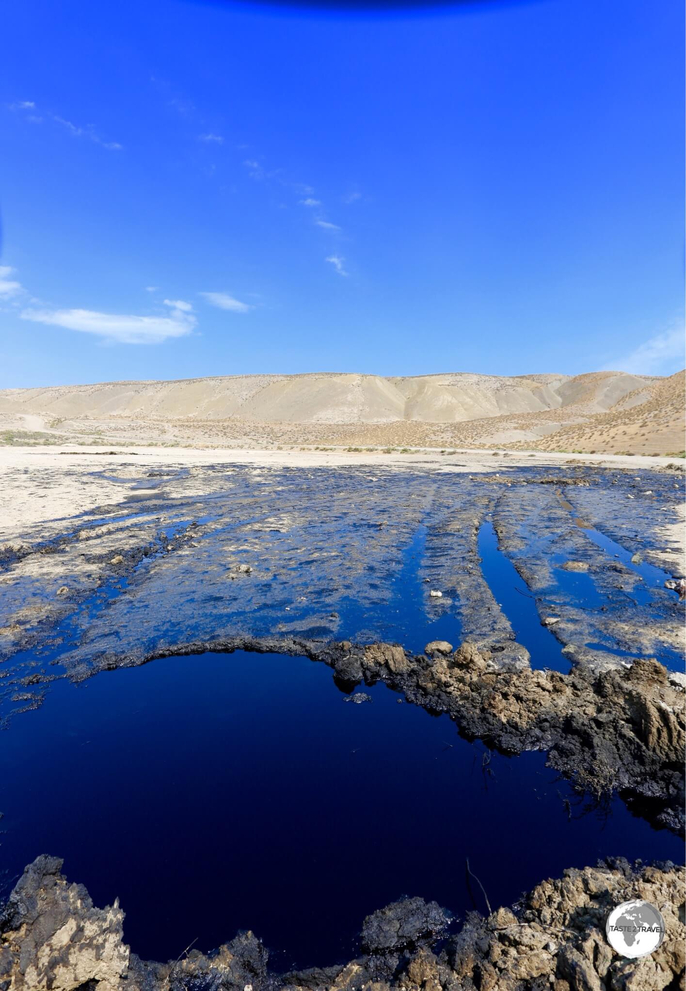 An oil seep near to the mud volcanoes.