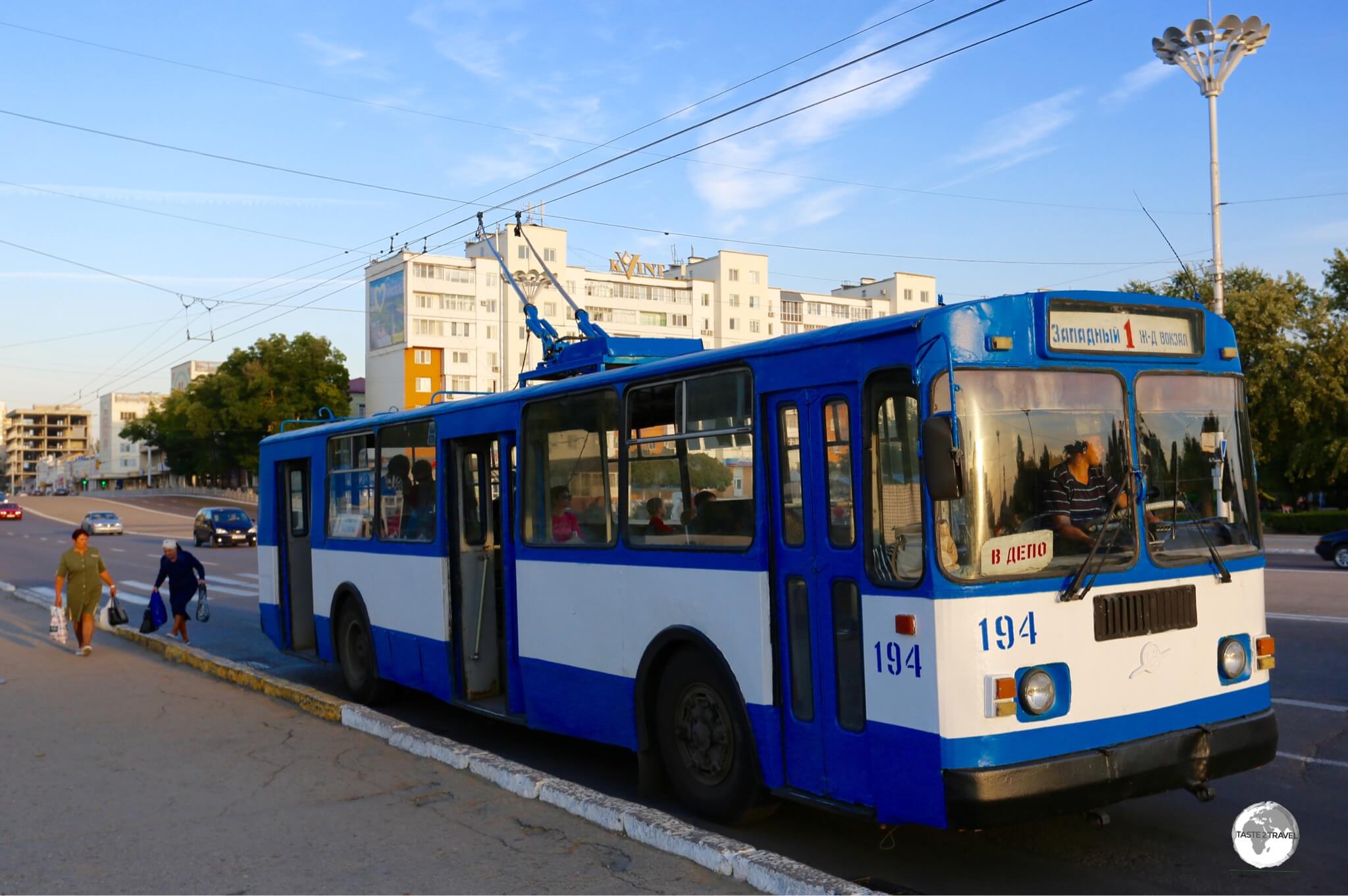 Soviet-era buses connect to most points in Tiraspol and Bender. 