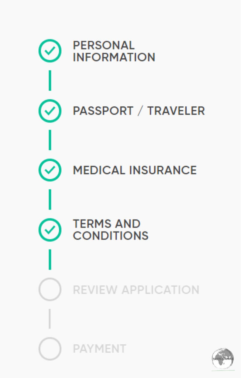 The steps of the Saudi e-Visa process.