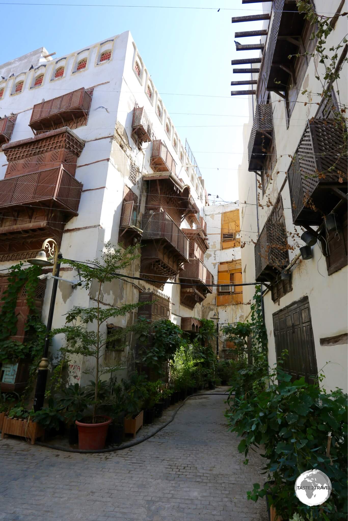 A green laneway in the Al Balad historic district of Jeddah.