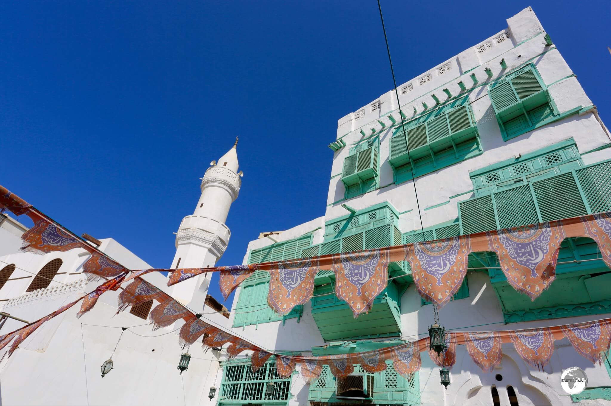 Typical houses in the Al Balad district of Jeddah. 