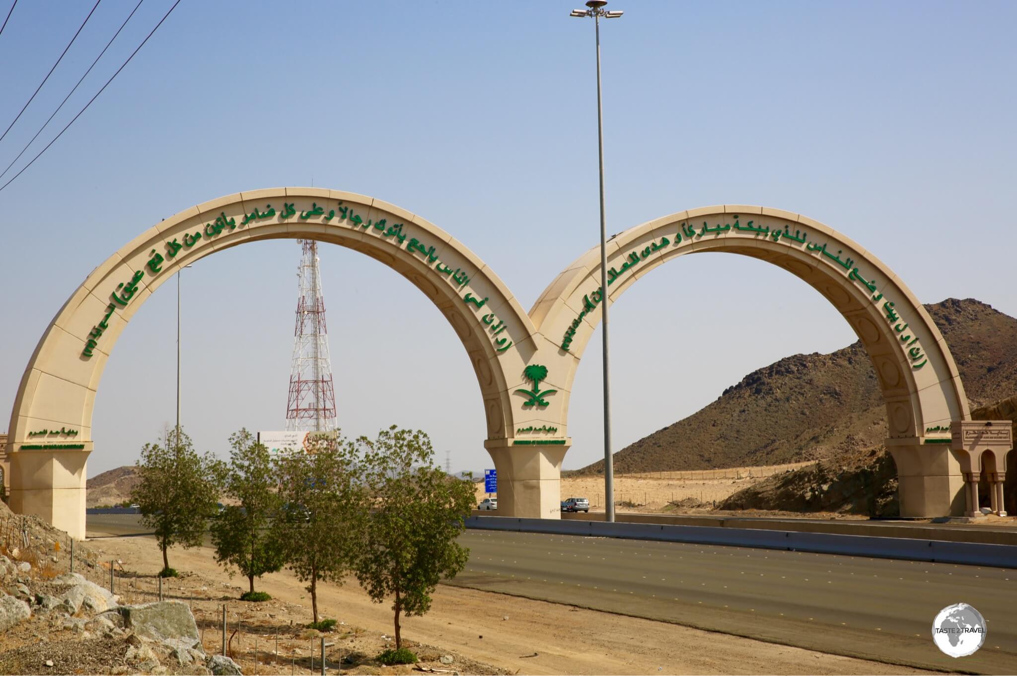 The city gate of Mecca which spans the main highway from Jeddah. 