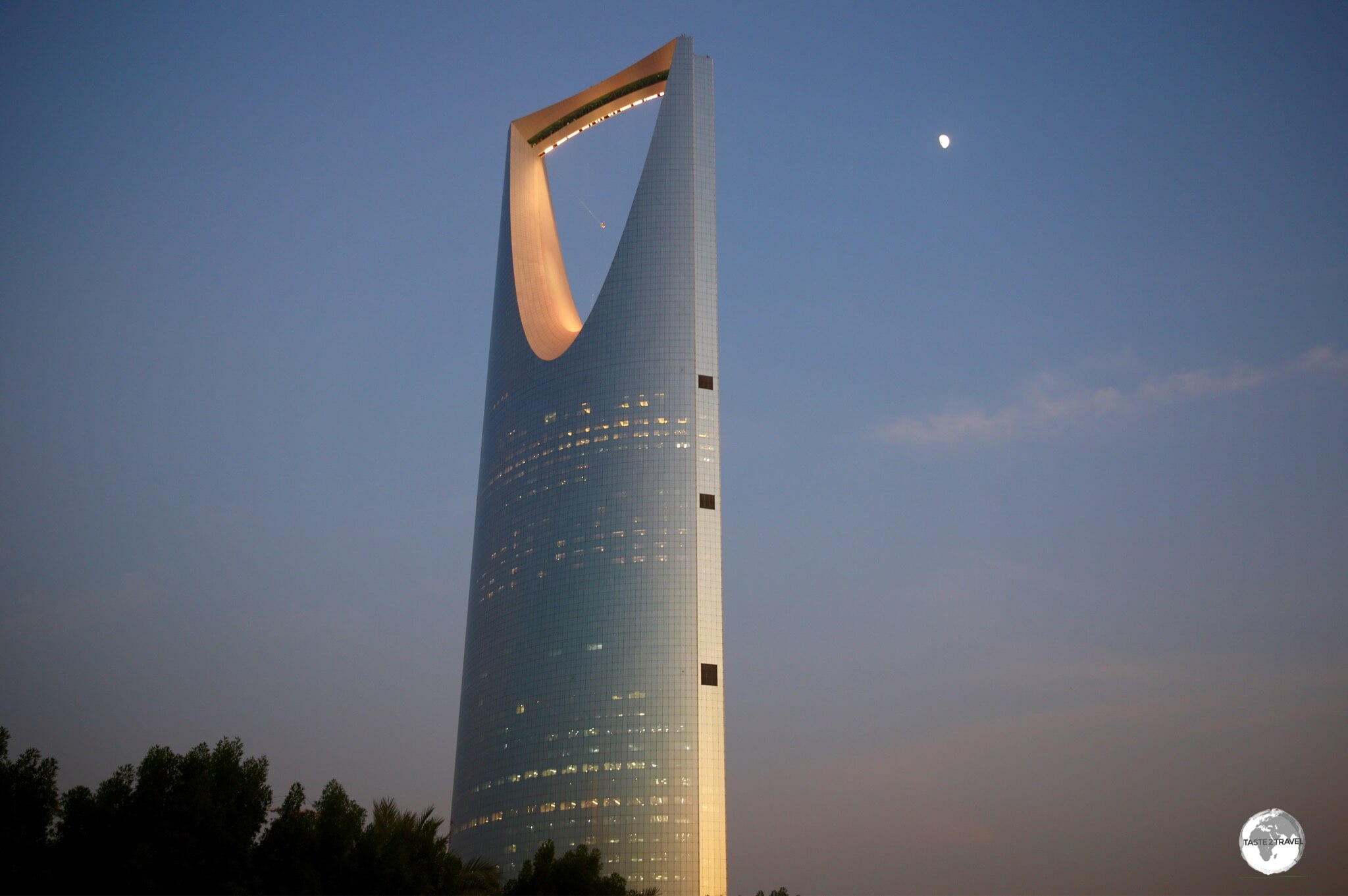 Also known as 'The bottle-opener', the 302-metre Kingdom Centre dominates the Riyadh skylines. 