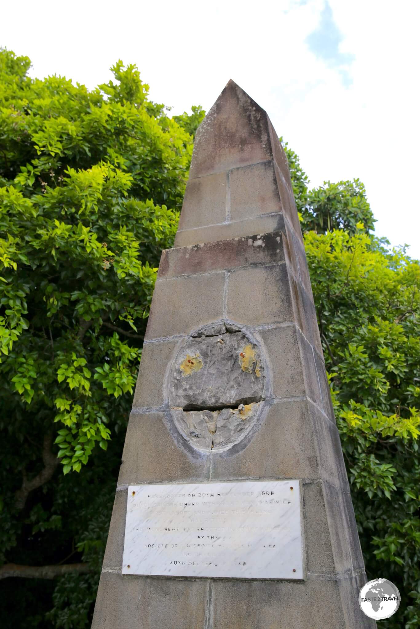 A rather dilapidated monument marks the spot where the Dutch first landed on Mauritius in 1598.