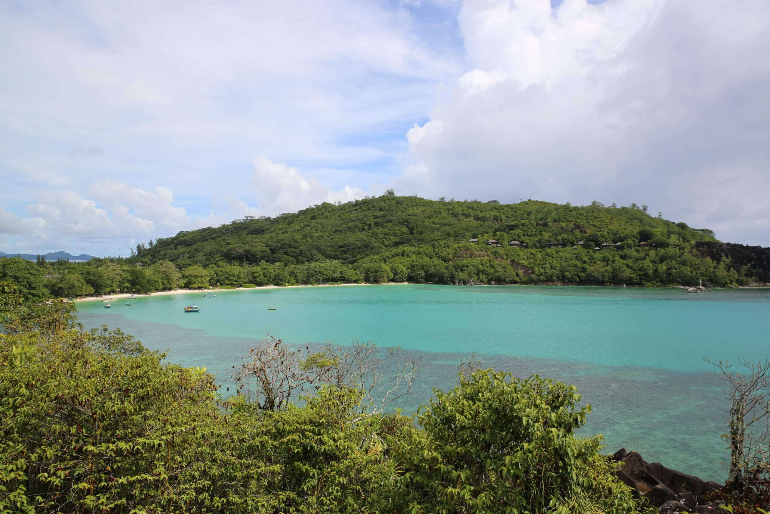 A view of Port Launay Marine Park on Mahé.