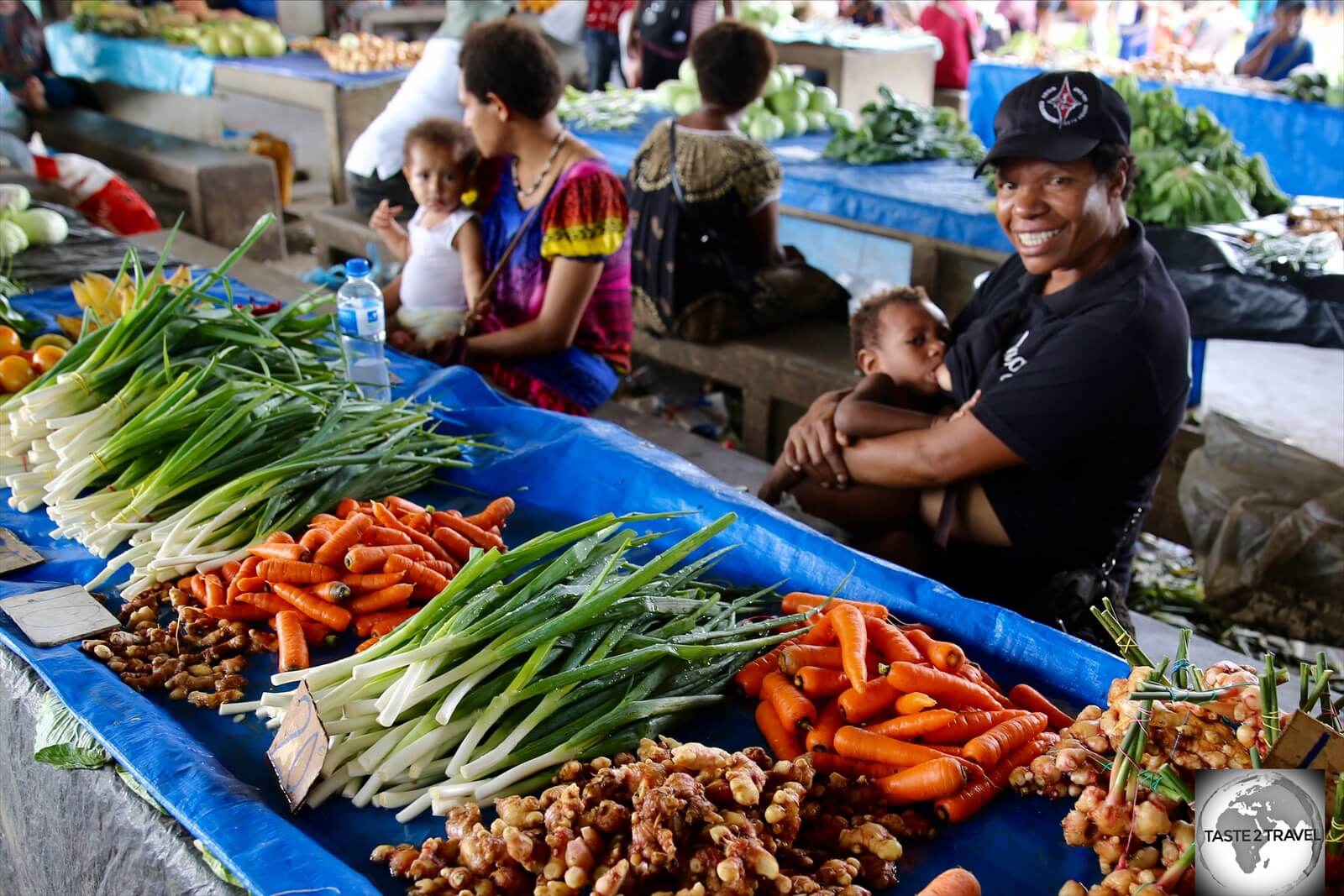 Vegetables for sale in Madang market.