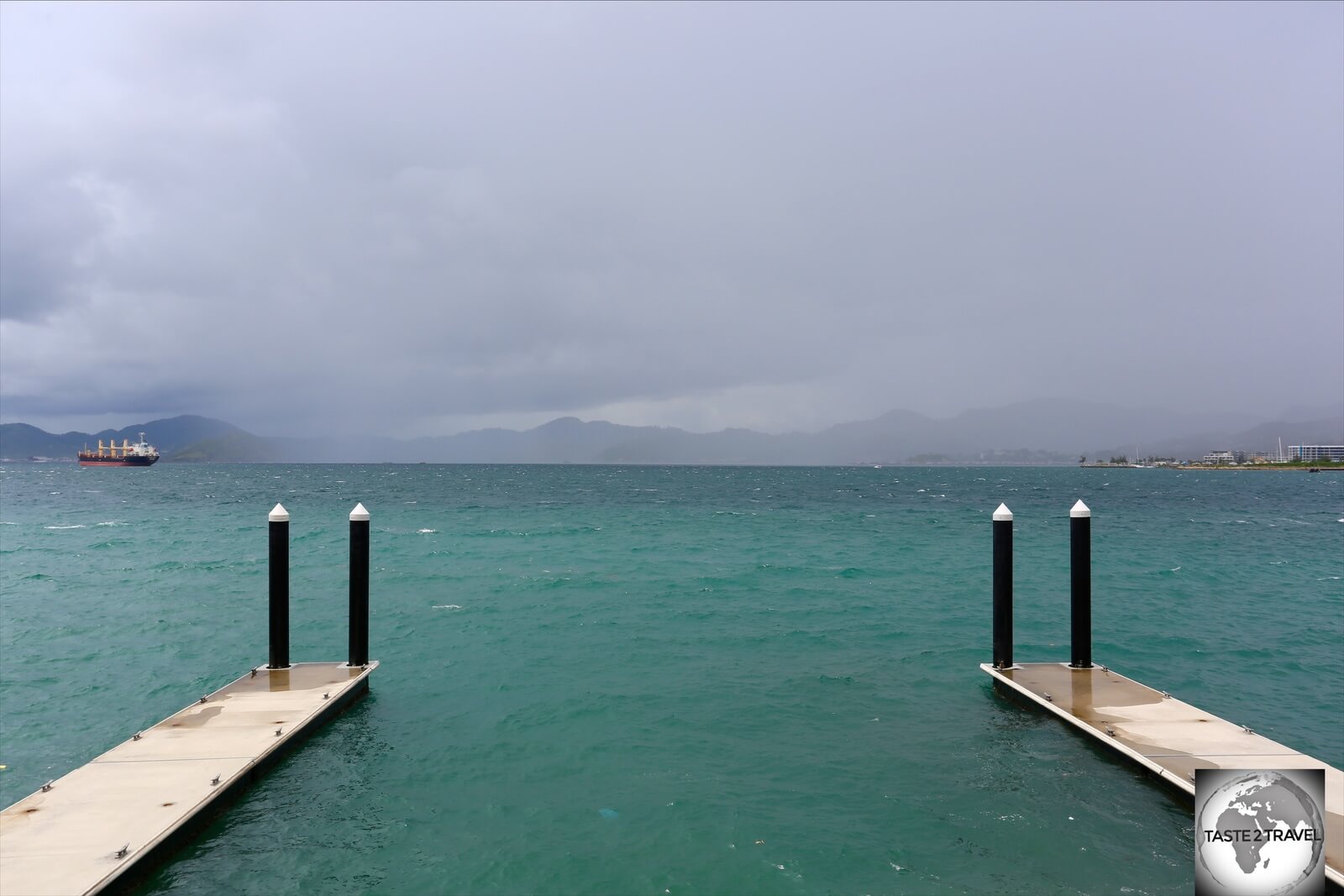 Storm clouds over Port Moresby harbour. 